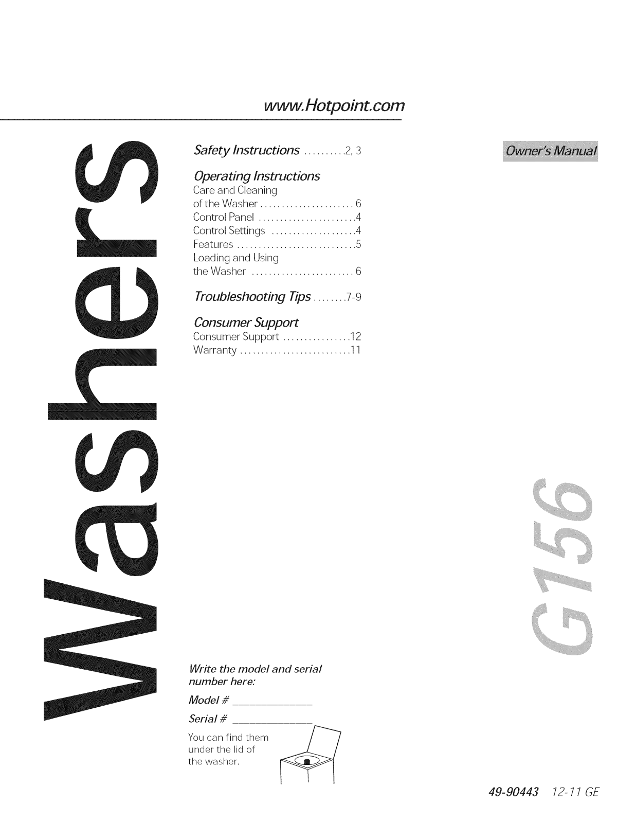 Hotpoint HTWP1000M1WW Owner’s Manual