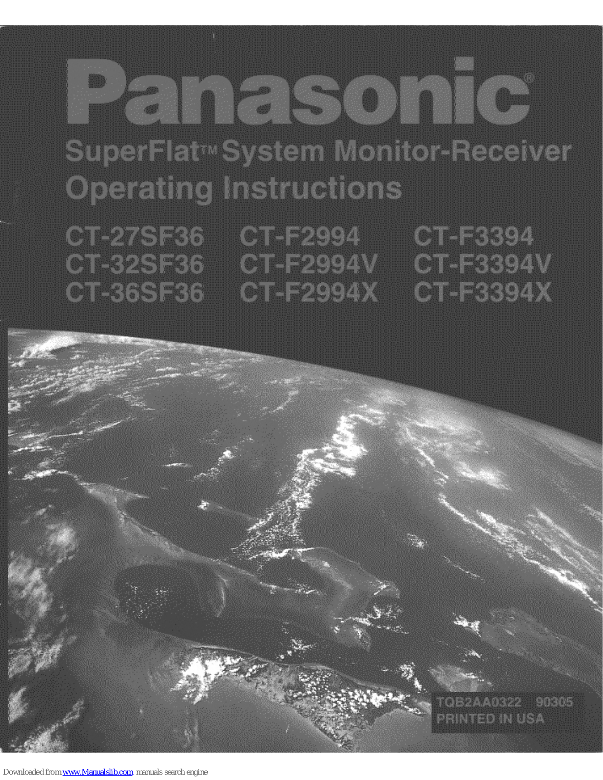 Panasonic CT-32SF36, CT-F2994, CT-F2994V, CT-F2994X, CT-F3394 Operating Manual