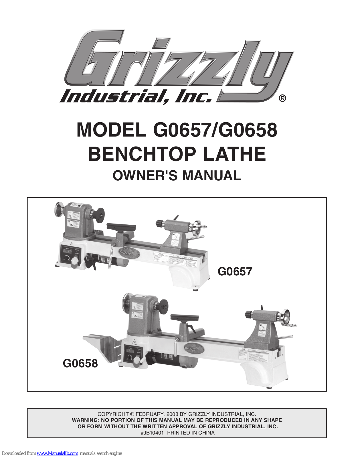 Grizzly G0657/G0658, G0657, G0658 Owner's Manual