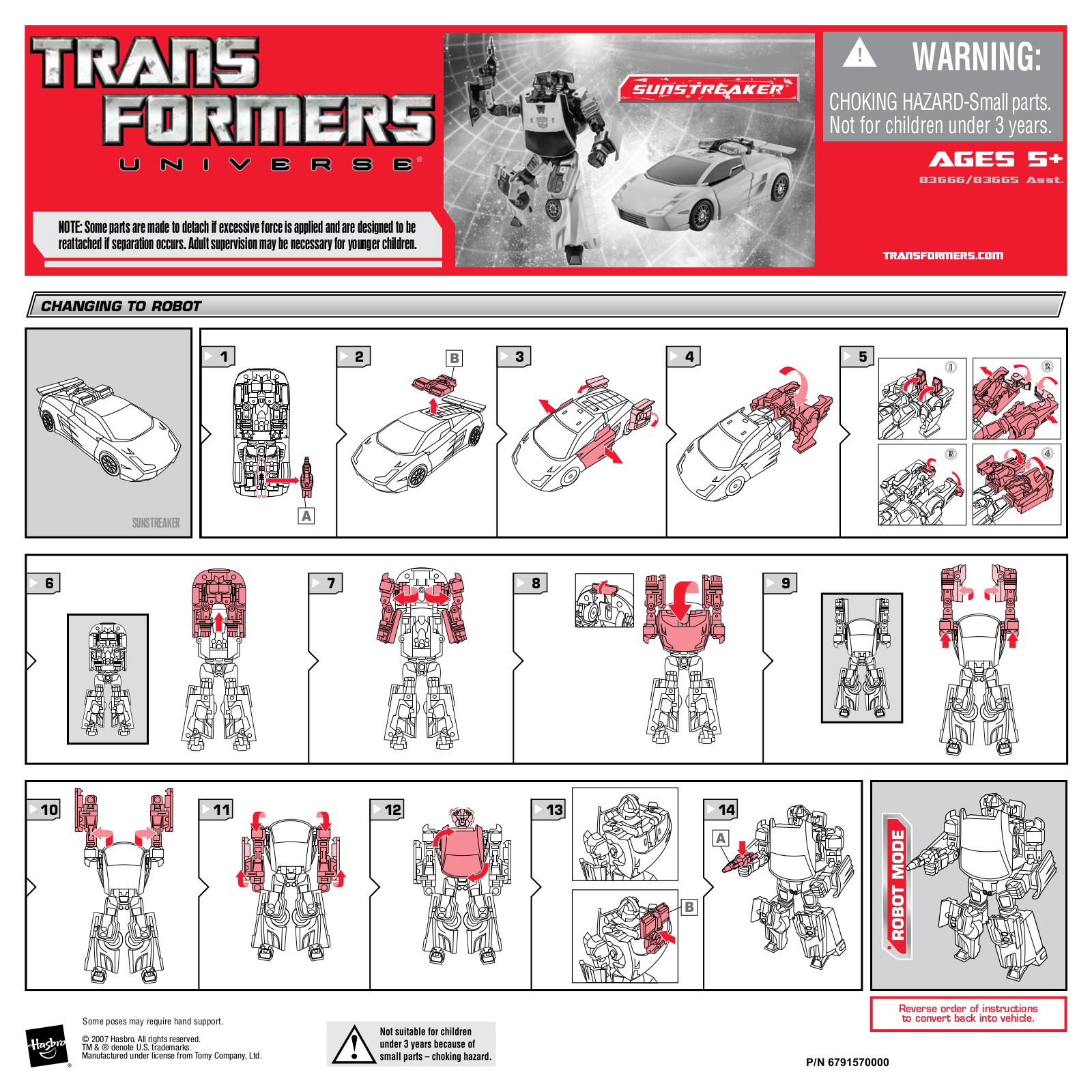 HASBRO Transformers Universe Sunstreaker User Manual