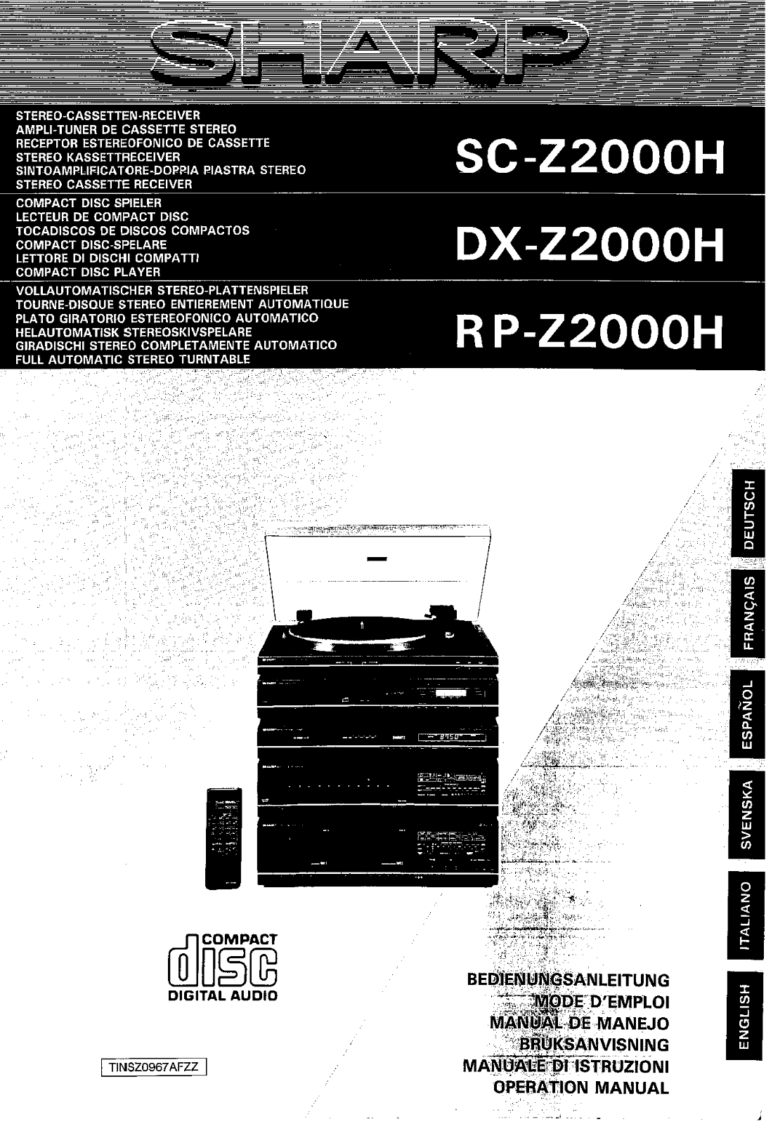 Sharp RP-Z2000H, SC-Z2000H, DX-Z2000H User Manual