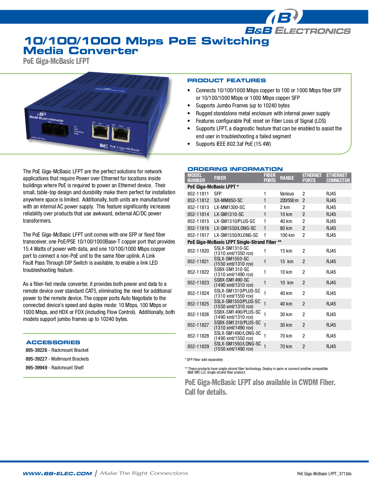 B&B Electronics 852-11814-29 Datasheet