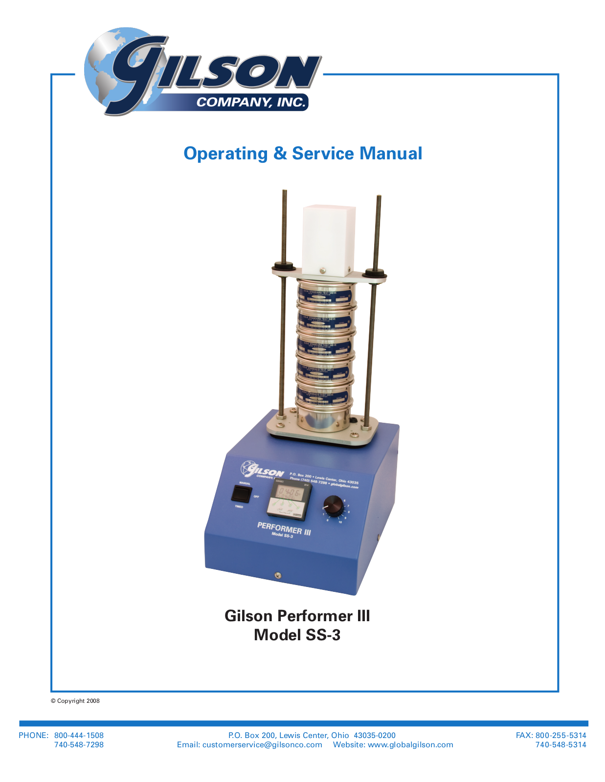 Cole-Parmer SS-3 Operating & Service Manual