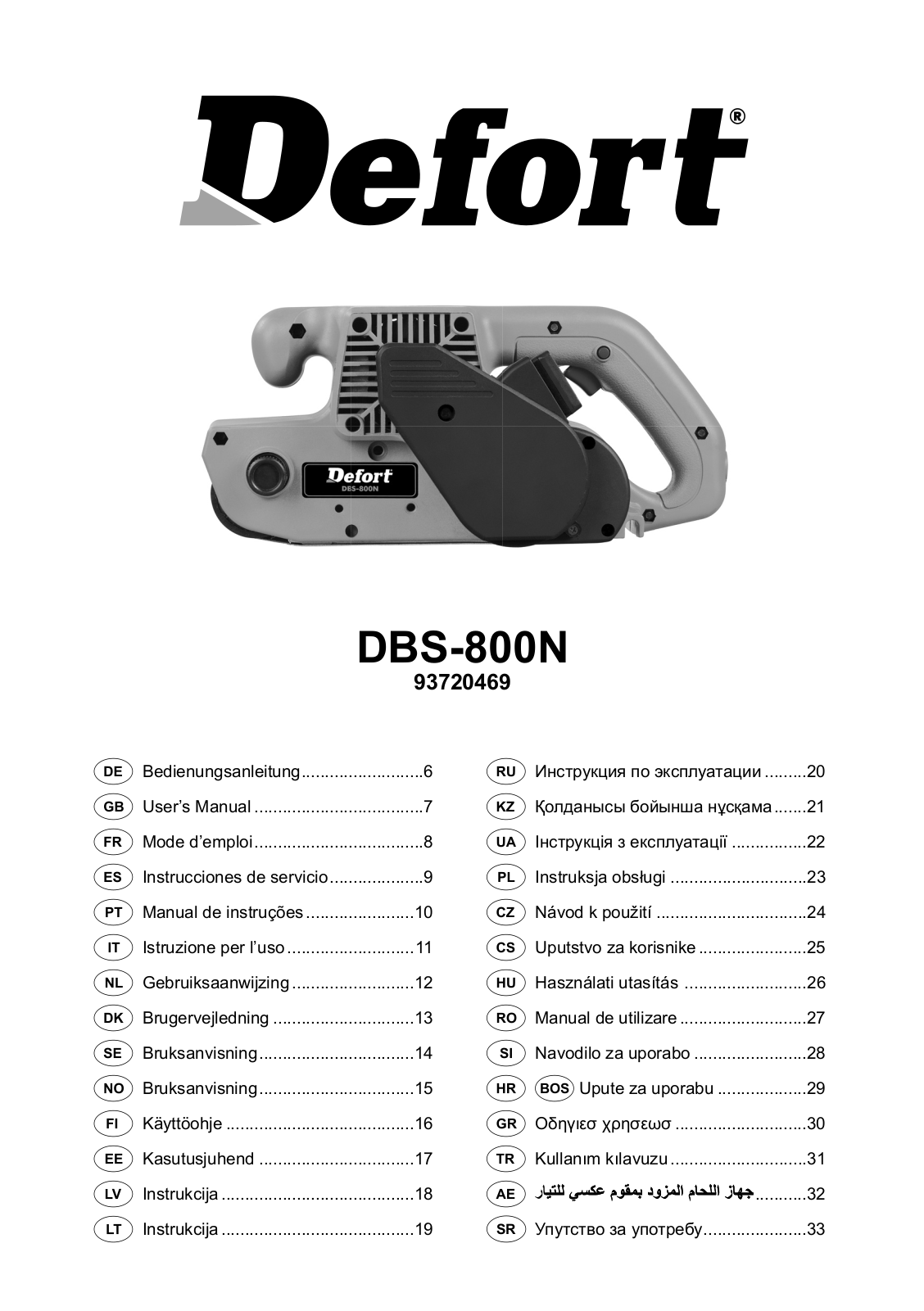 Defort DBS-800N User Manual