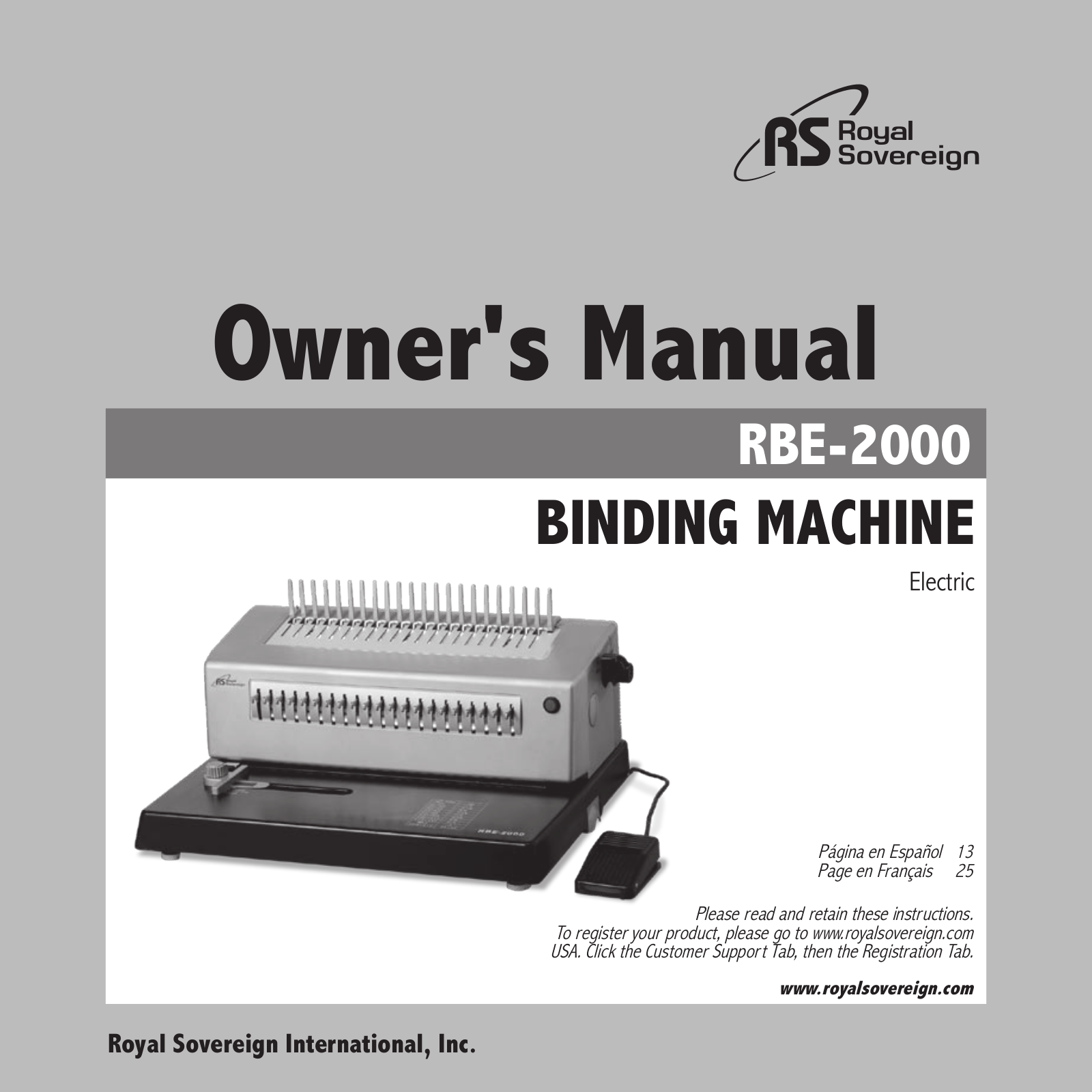 Royal Sovereign RBE-2000 User Manual