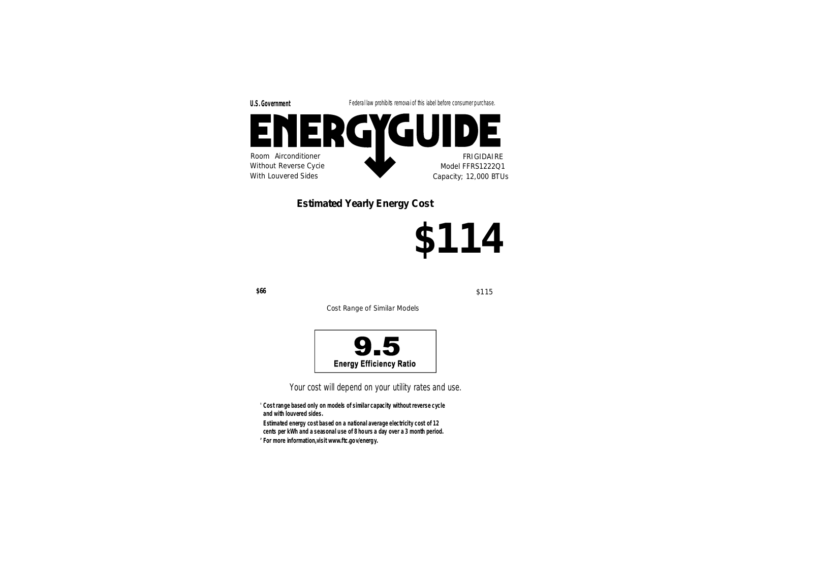 FRIGIDAIRE FFRS1222Q1 User Manual