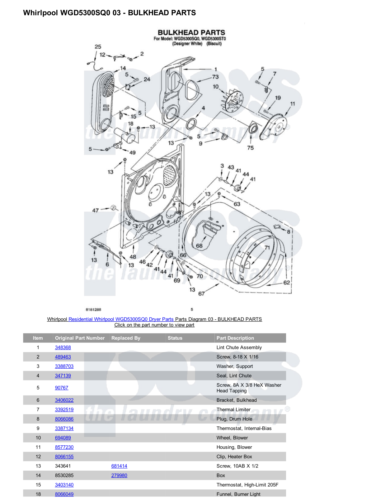 Whirlpool WGD5300SQ0 Parts Diagram