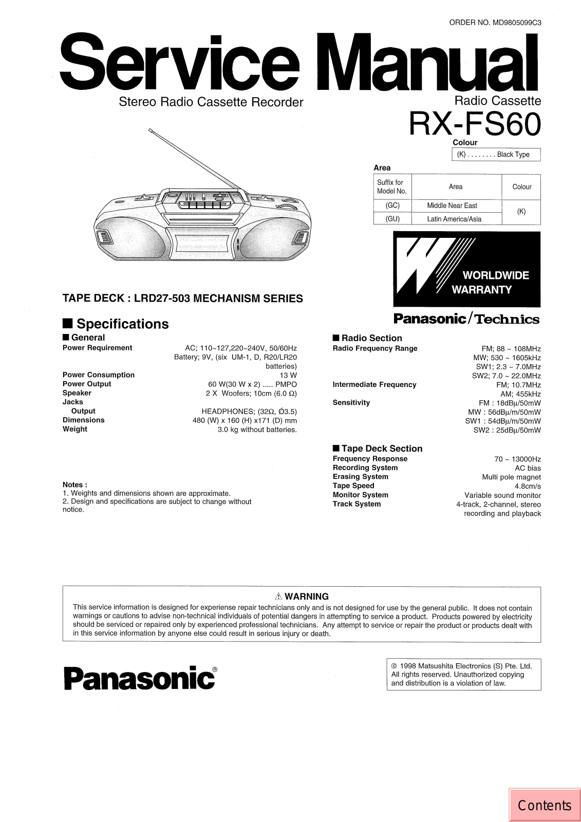 JVC RX FS60 GC Service Manual