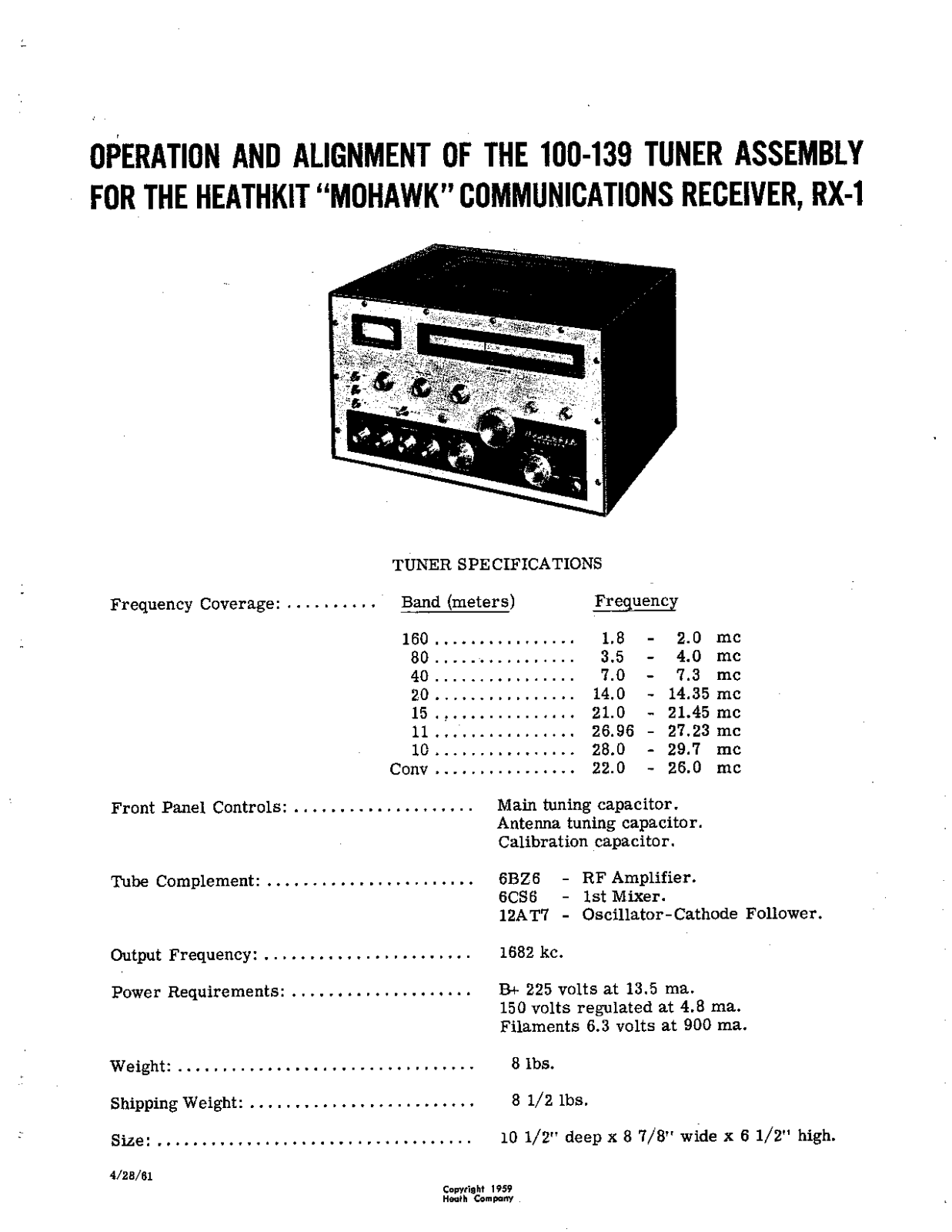 HEATHKIT rx1add User Manual