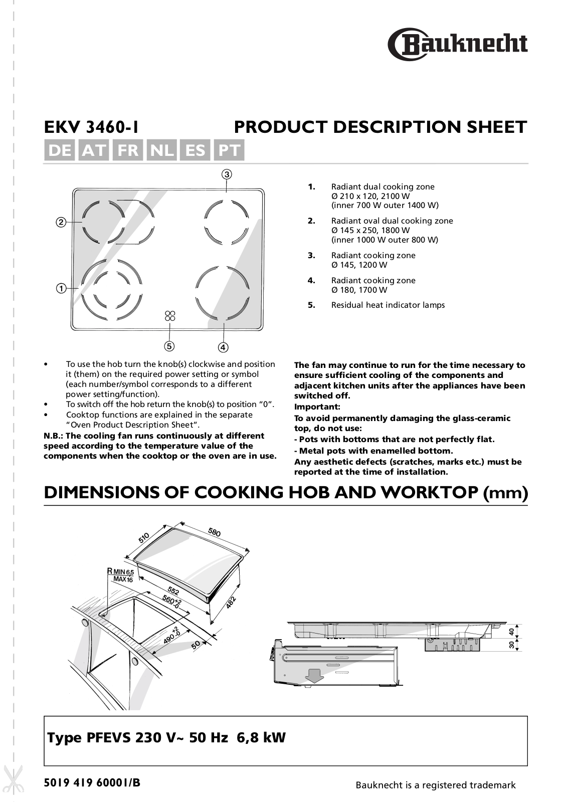 bauknecht EKV 3460 -1 Product Manual