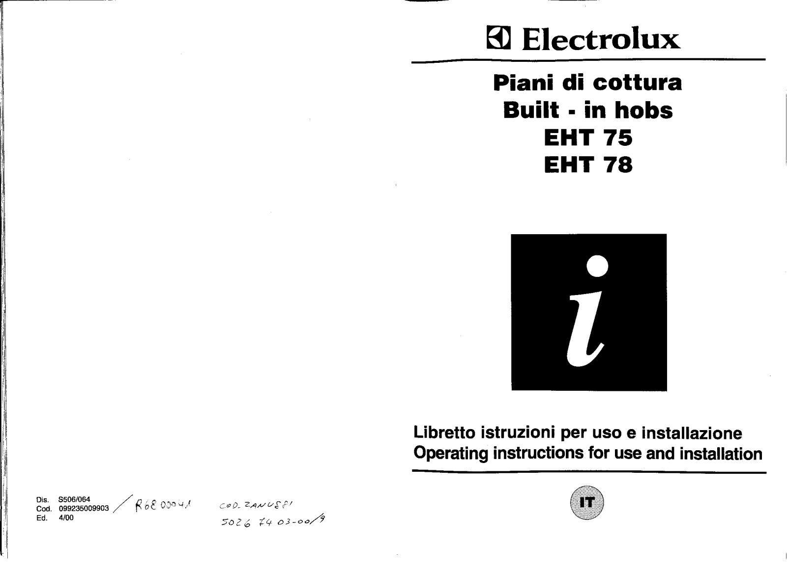 AEG EHT75X, EHT78X User Manual