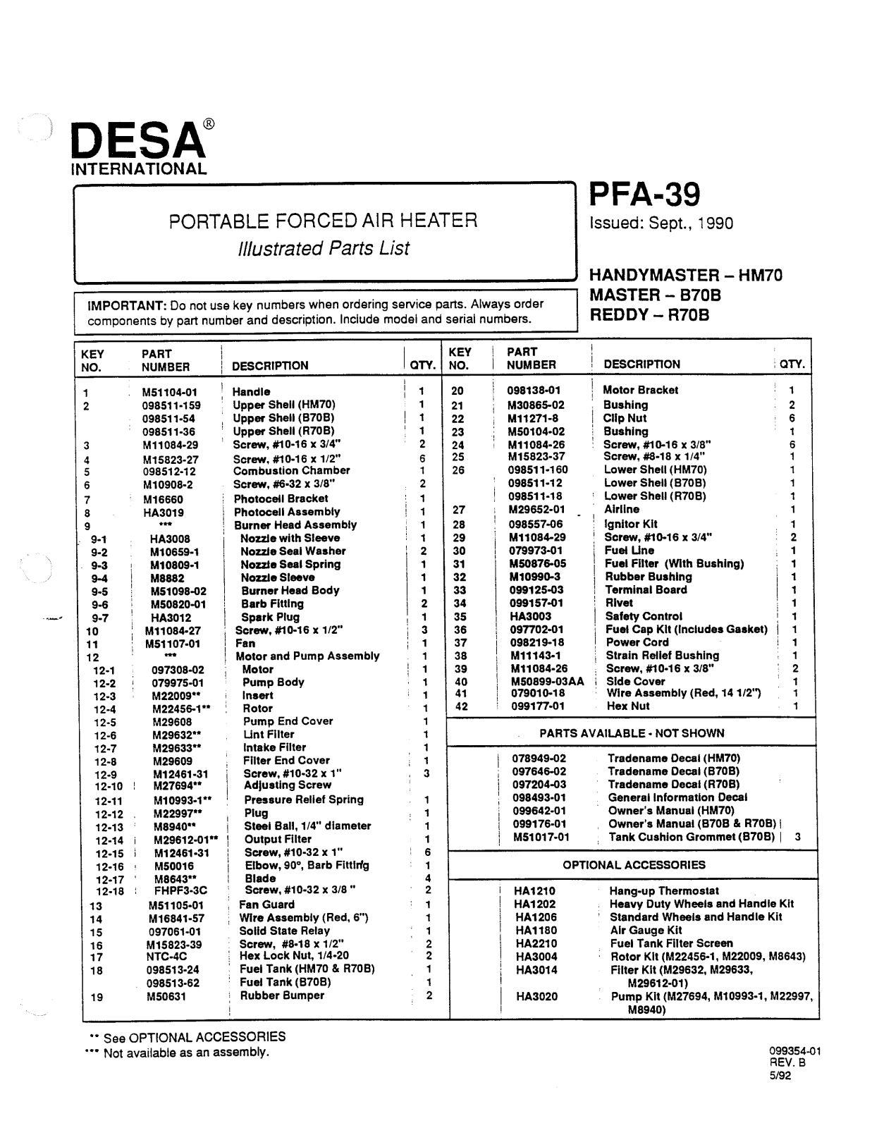 Desa Tech B70B, HM70, R70B Owner's Manual