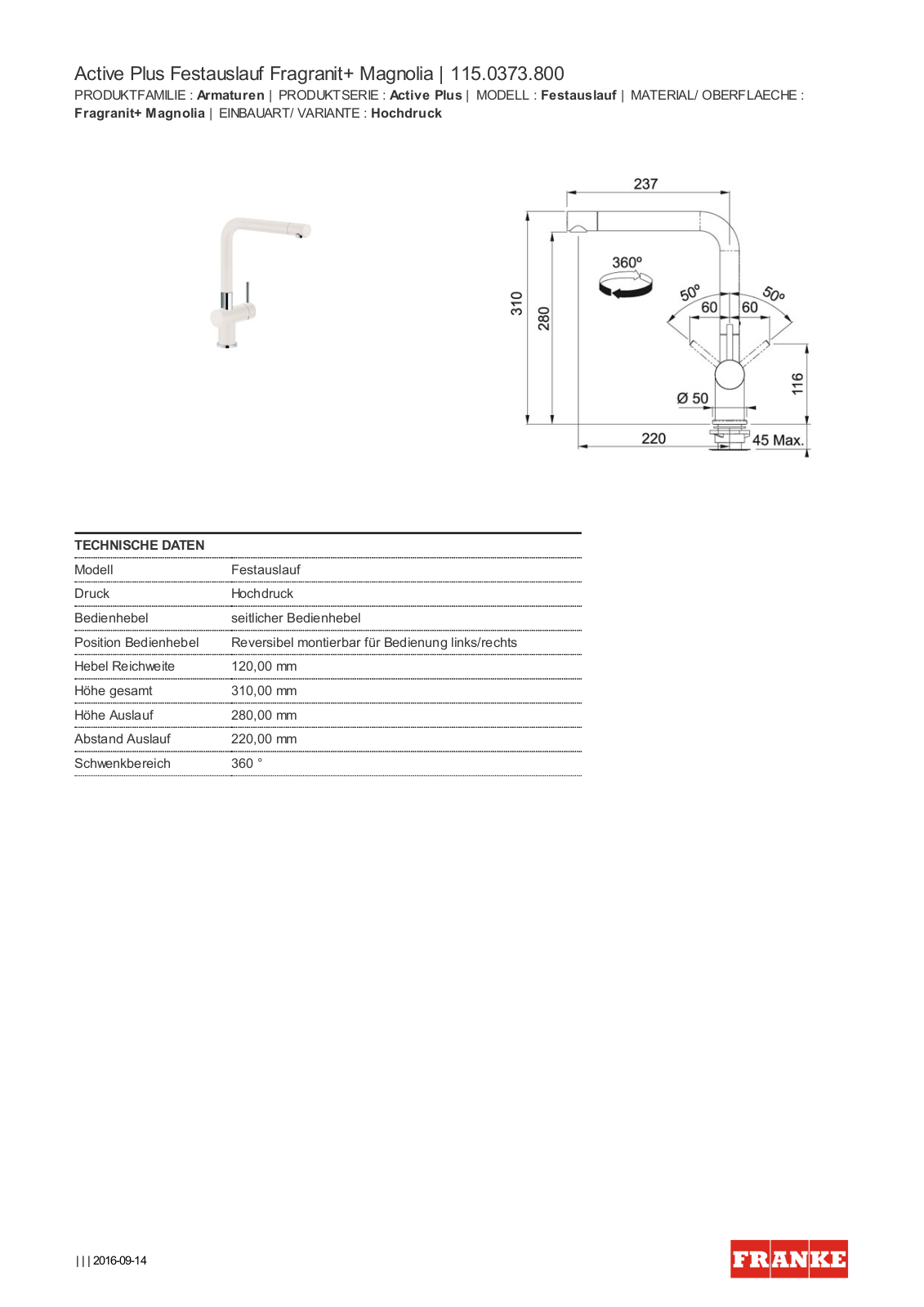 Franke 115.0373.800 Service Manual