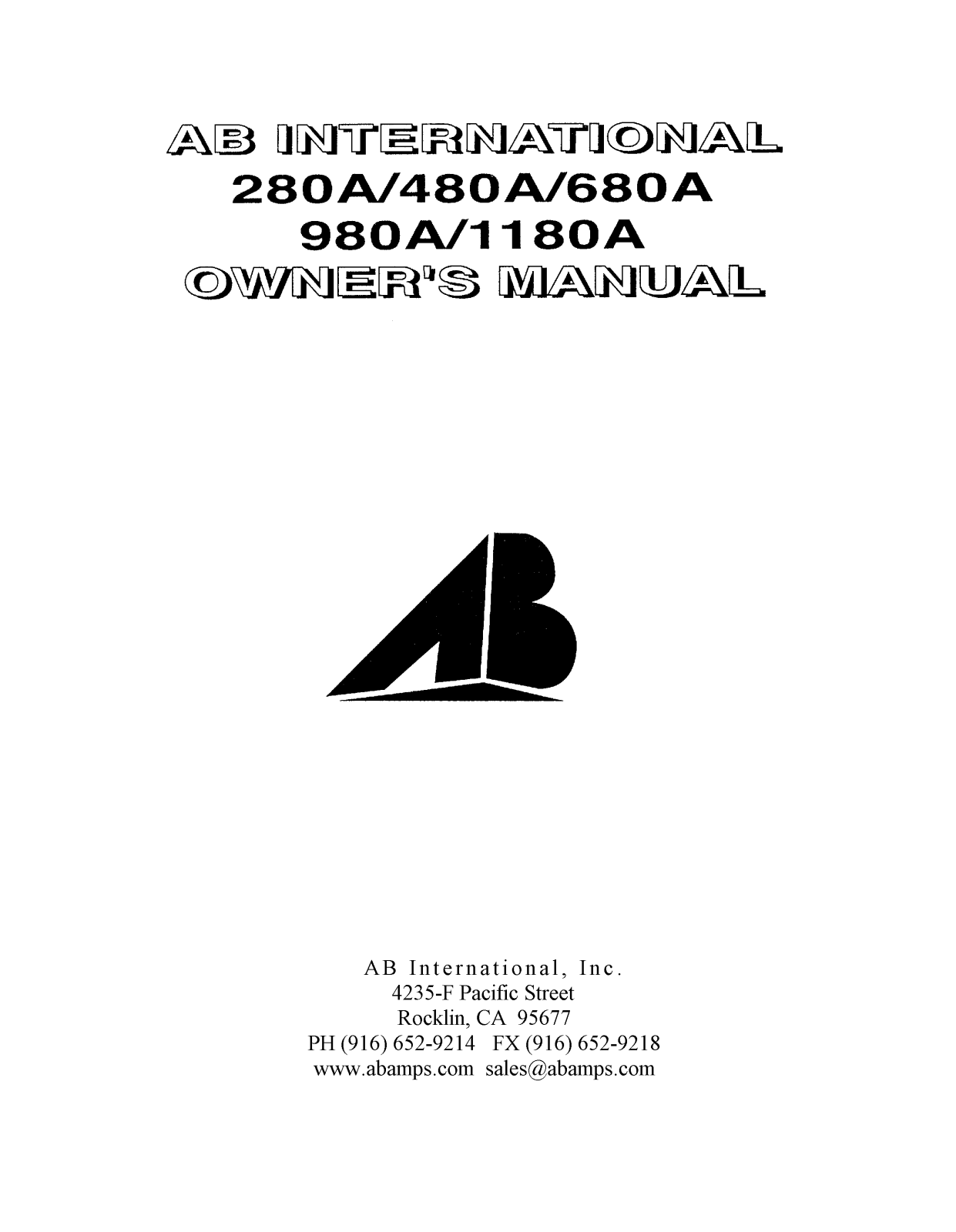 AB International 480-A Owners manual