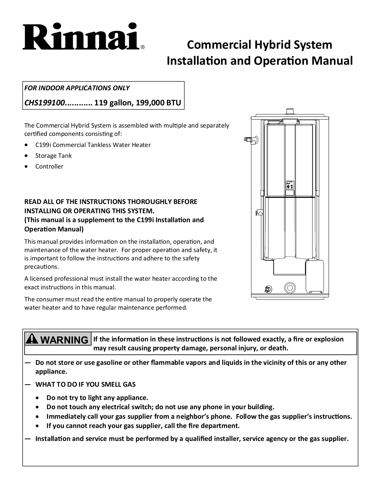 Rinnai Water Heater CHS199100CUiN Installation  Manual