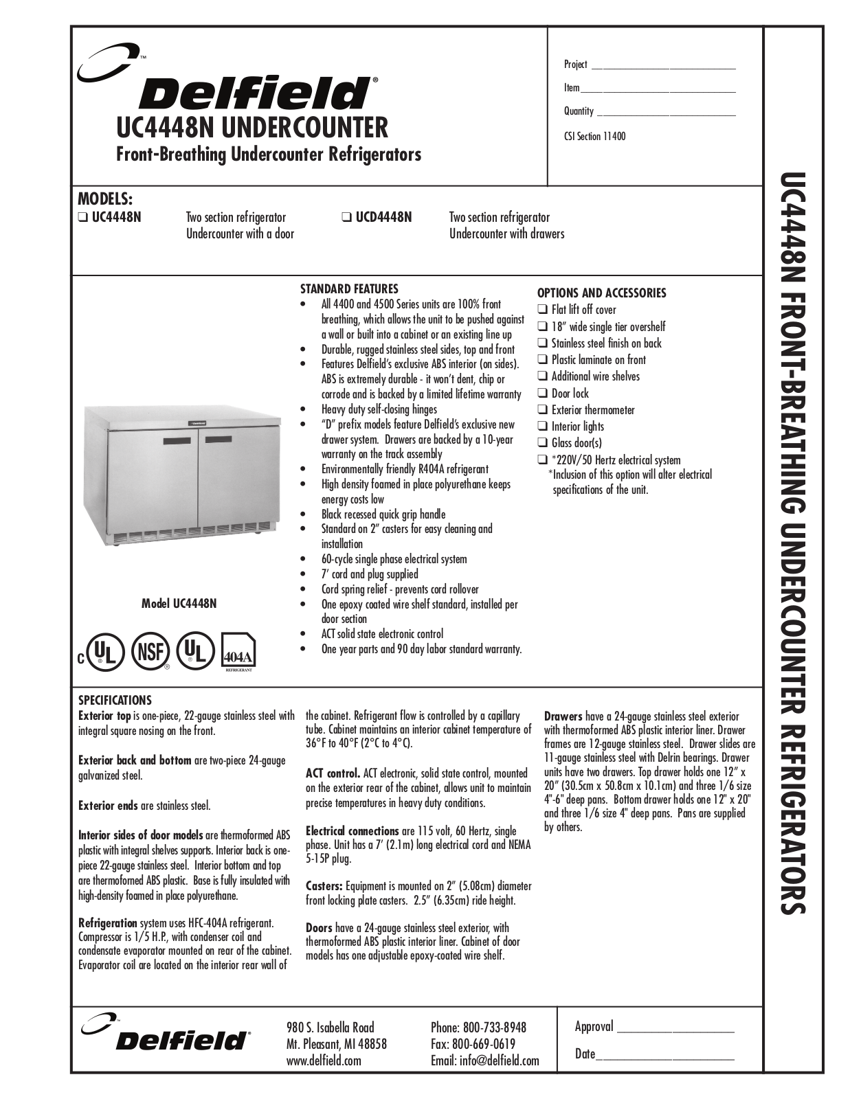 Delfield UC4448N, UCD4448N User Manual