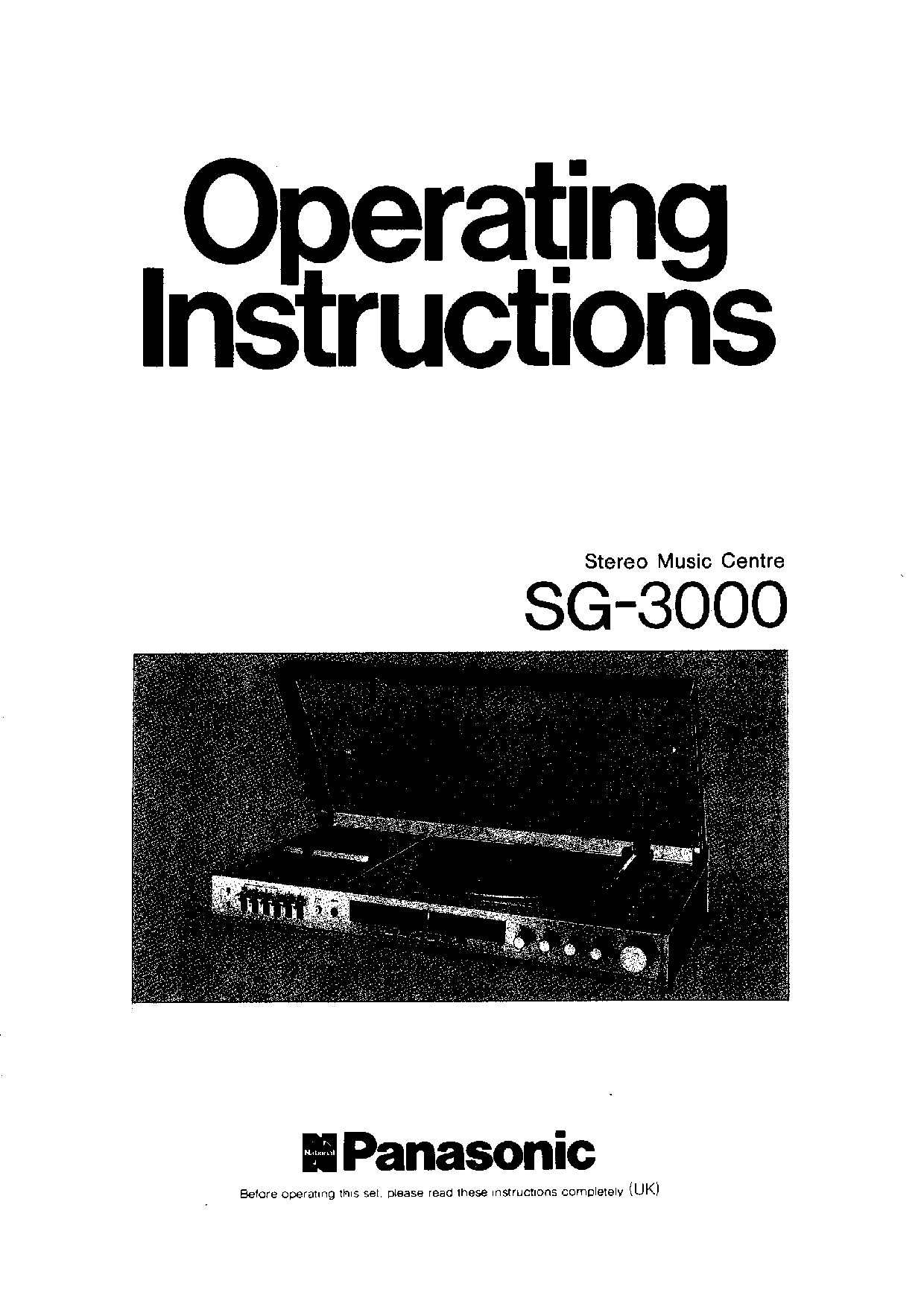 Panasonic SG-3000 User Manual