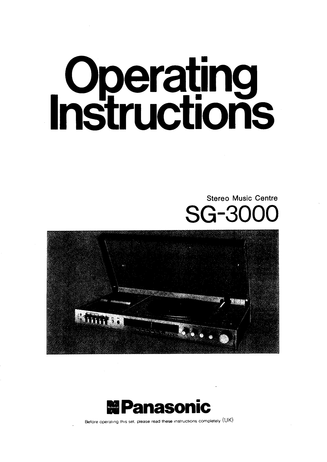 Panasonic SG-3000 User Manual