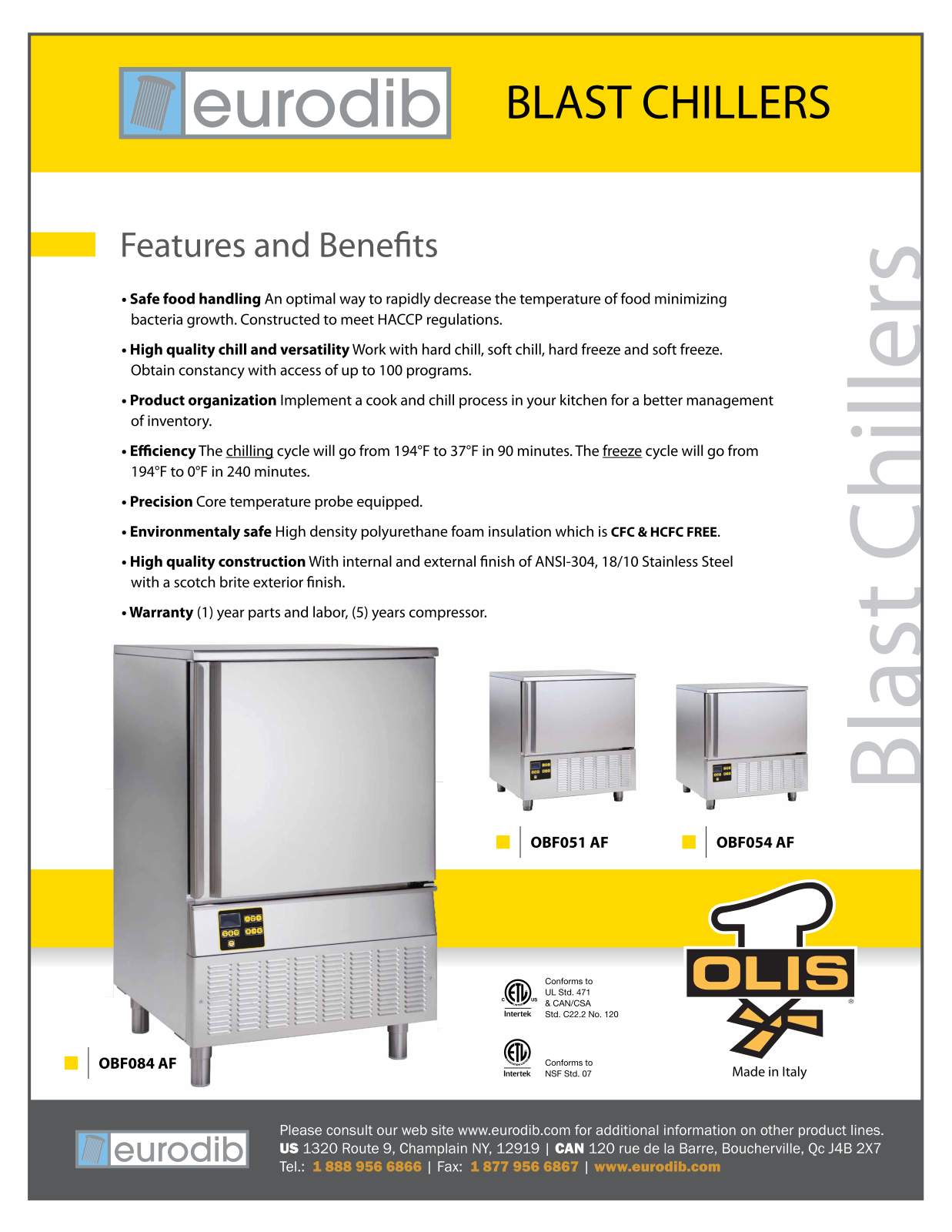 Eurodib OBF084Af, OBF054AF, OBF051AF User Manual