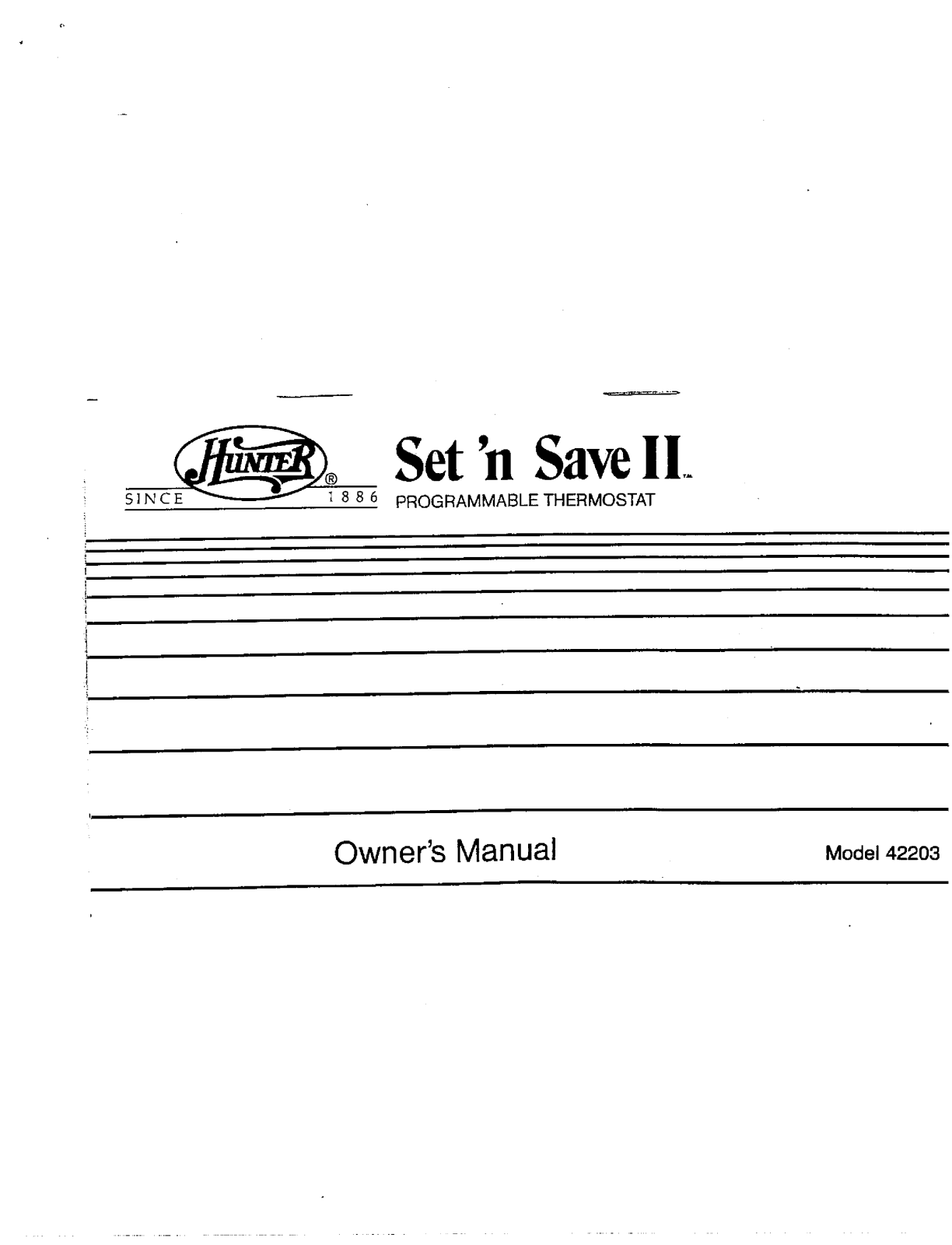 Hunter,R.F 42203 User Manual