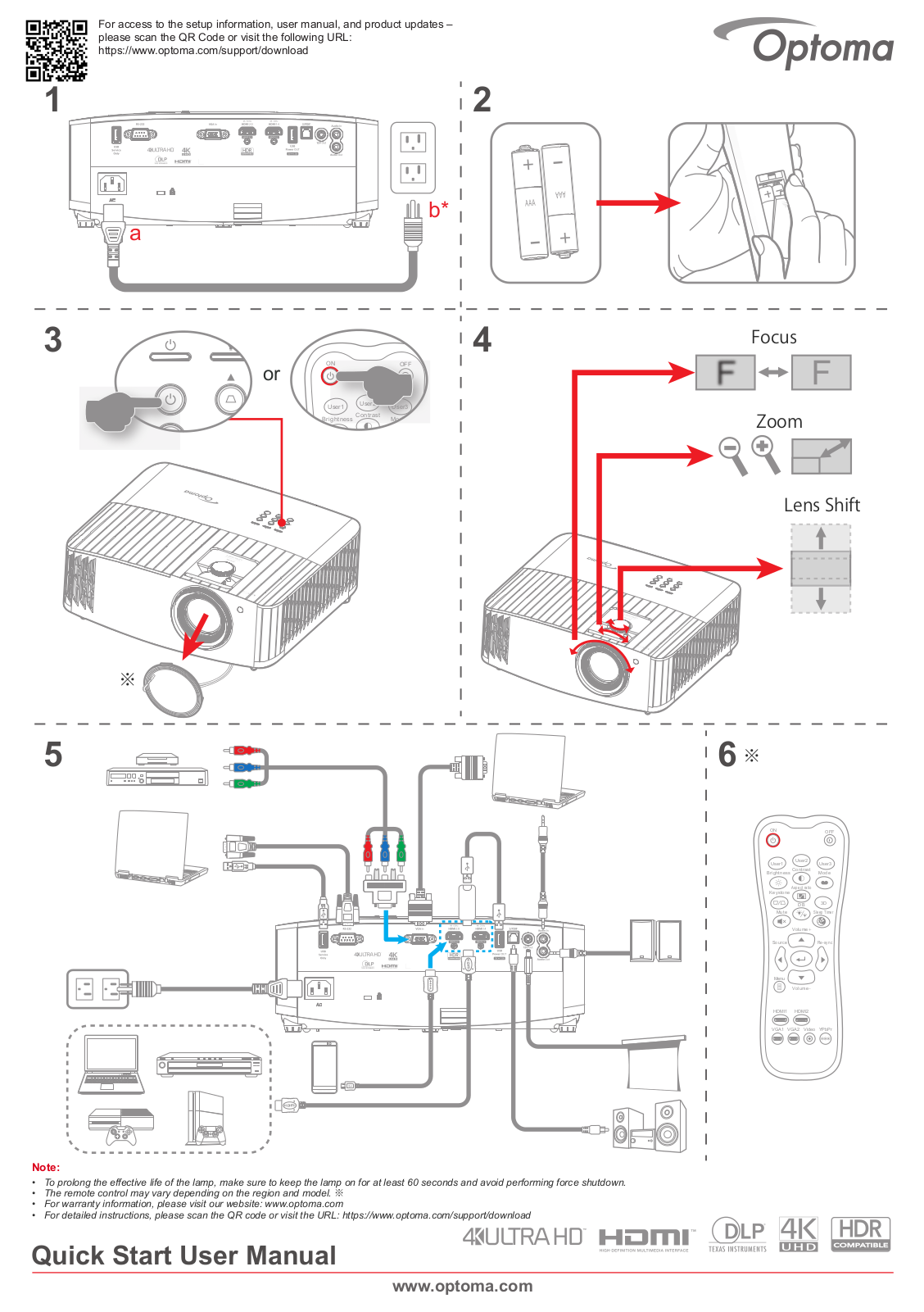 Optoma E1P0A41WE1Z1 Quick Start Guide