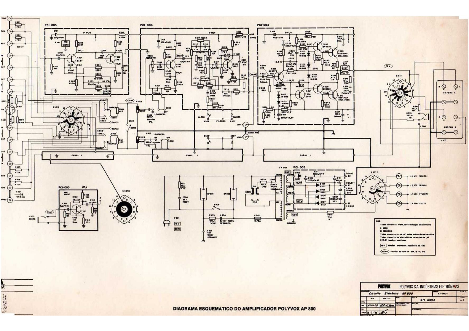 Polyvox AP800 EE Schematic