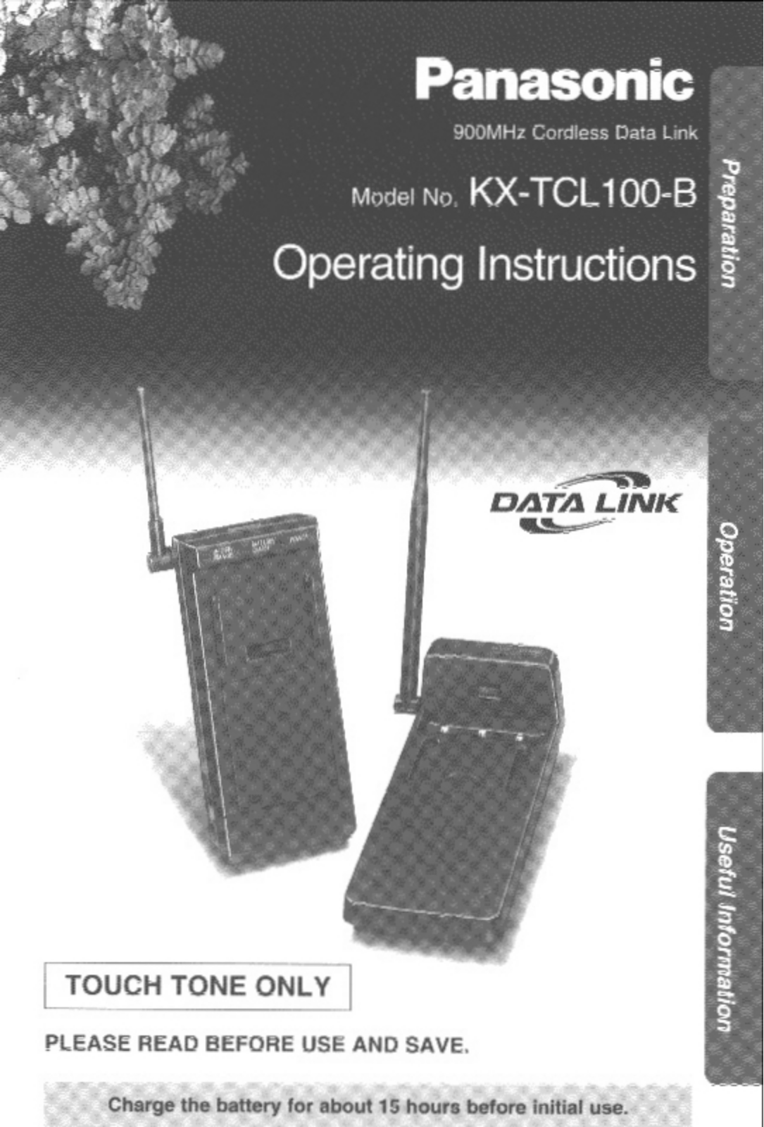 Panasonic kx-tcl100 Operation Manual