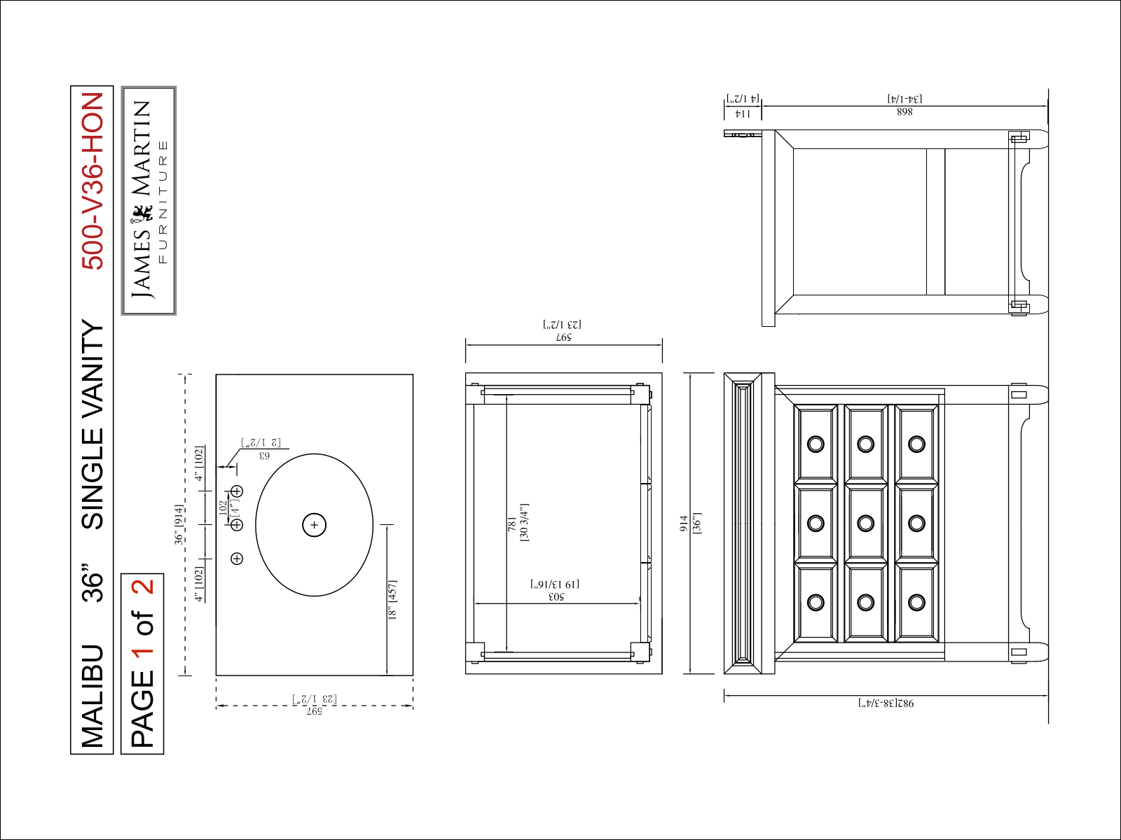 James Martin 500V36HON4GLB Specifications