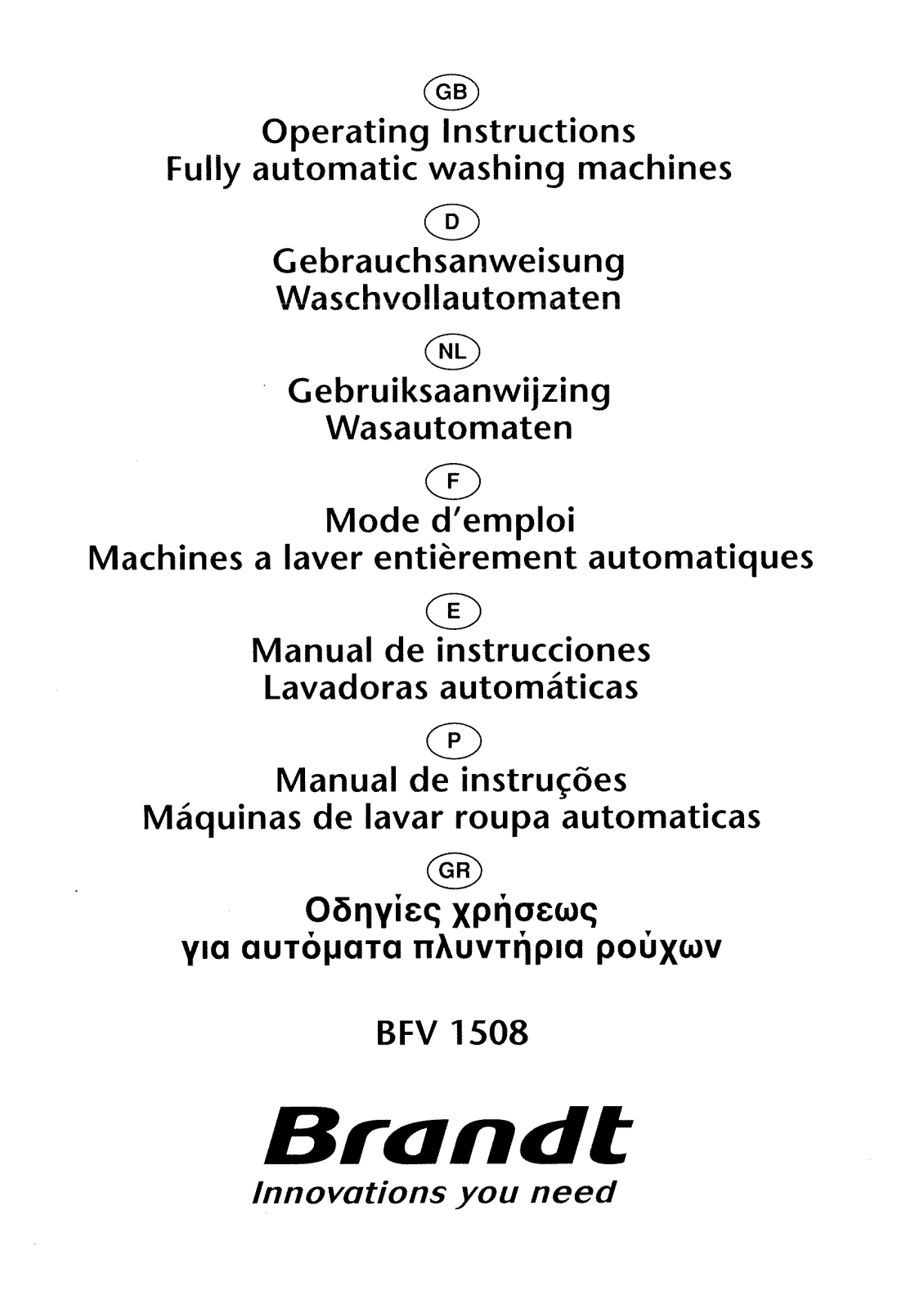 Brandt BFV1508 User Manual