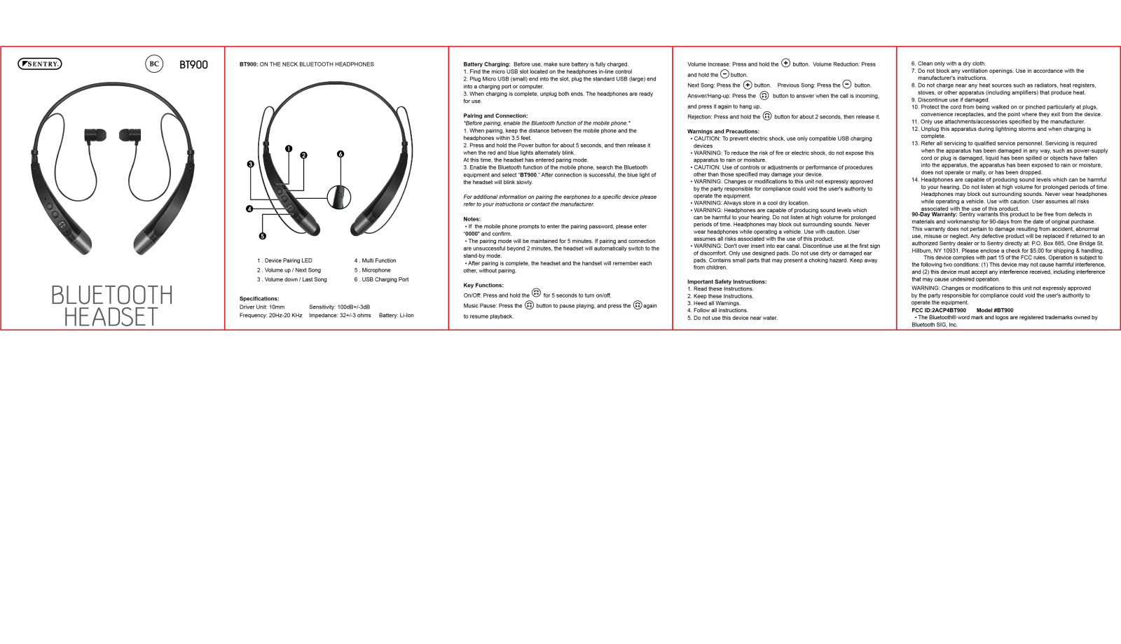 SENTRY BT900 User Manual