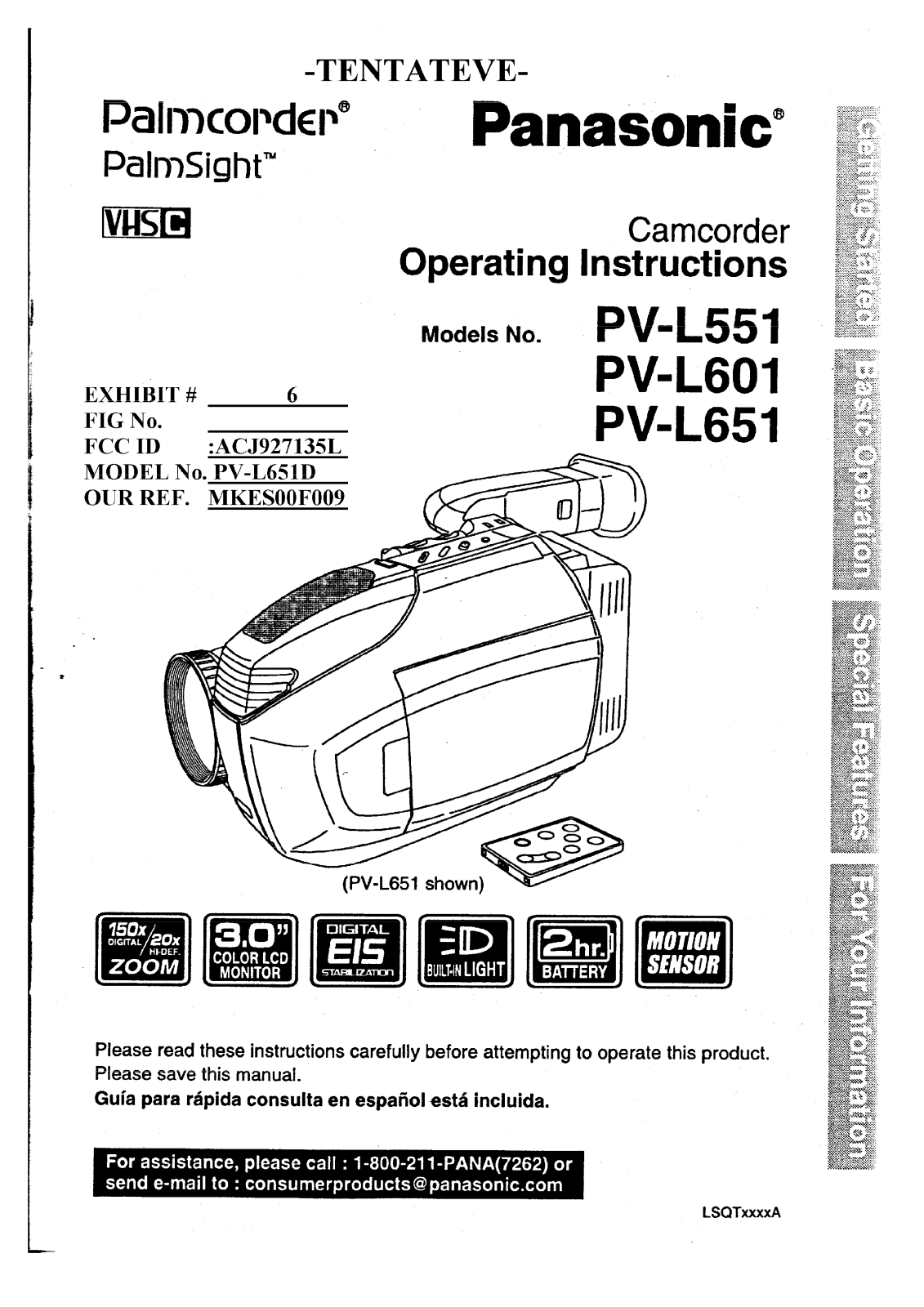 Panasonic 927135L User Manual