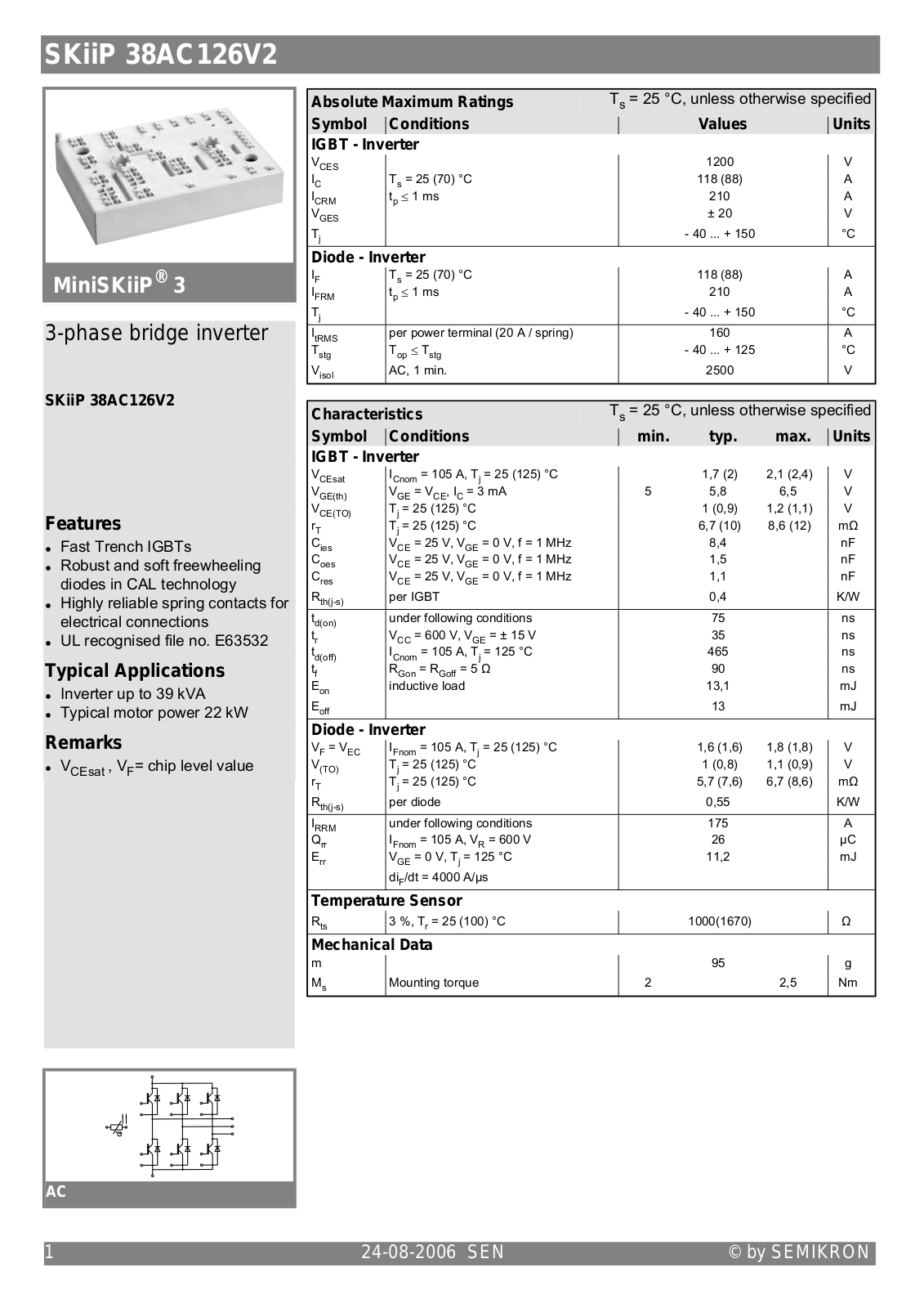 Semikron SKIIP38AC126V2 Data Sheet