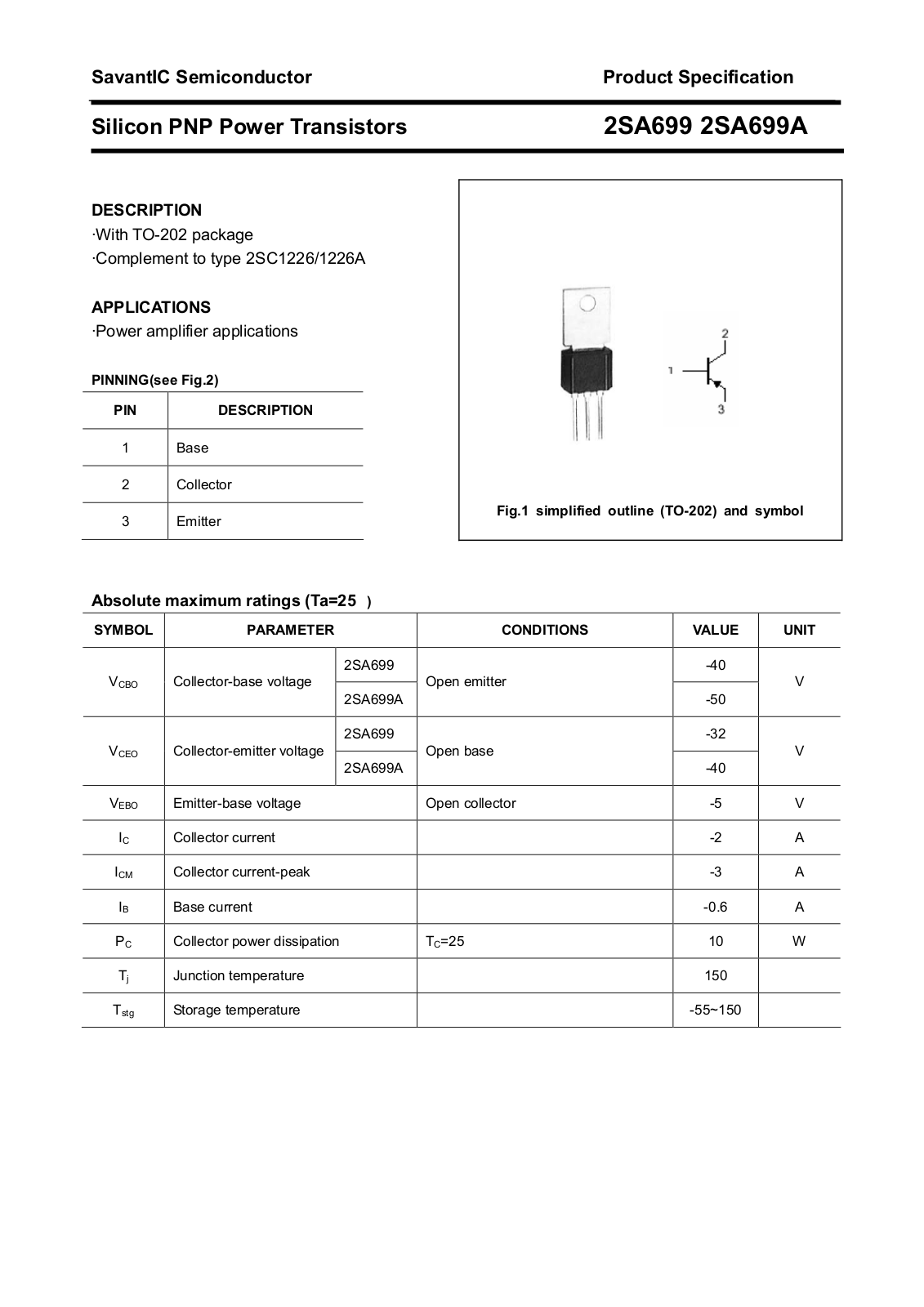 Datasheet 2SA699 Specification - ManualMachine.com