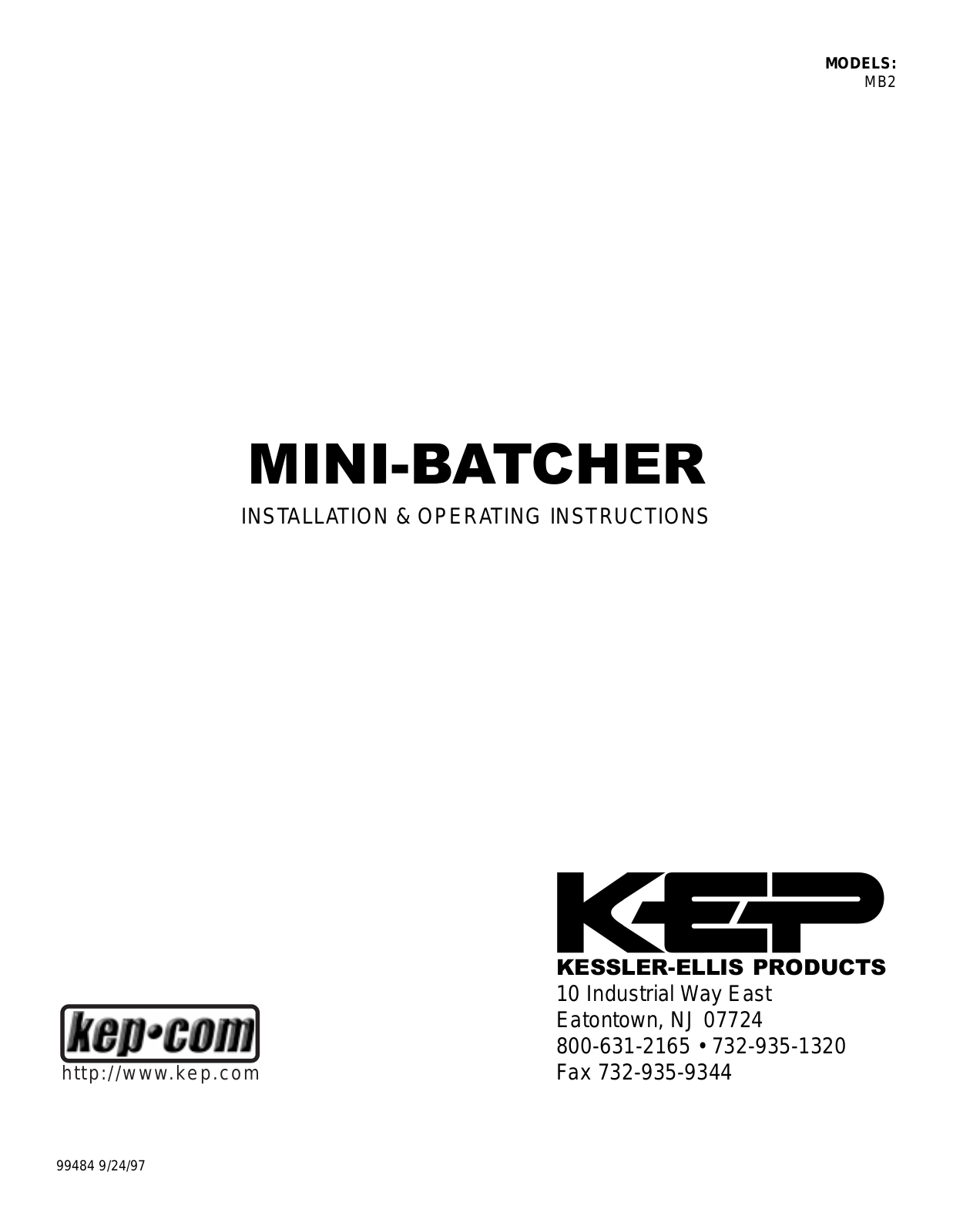 KEP MB2 Operating Manual