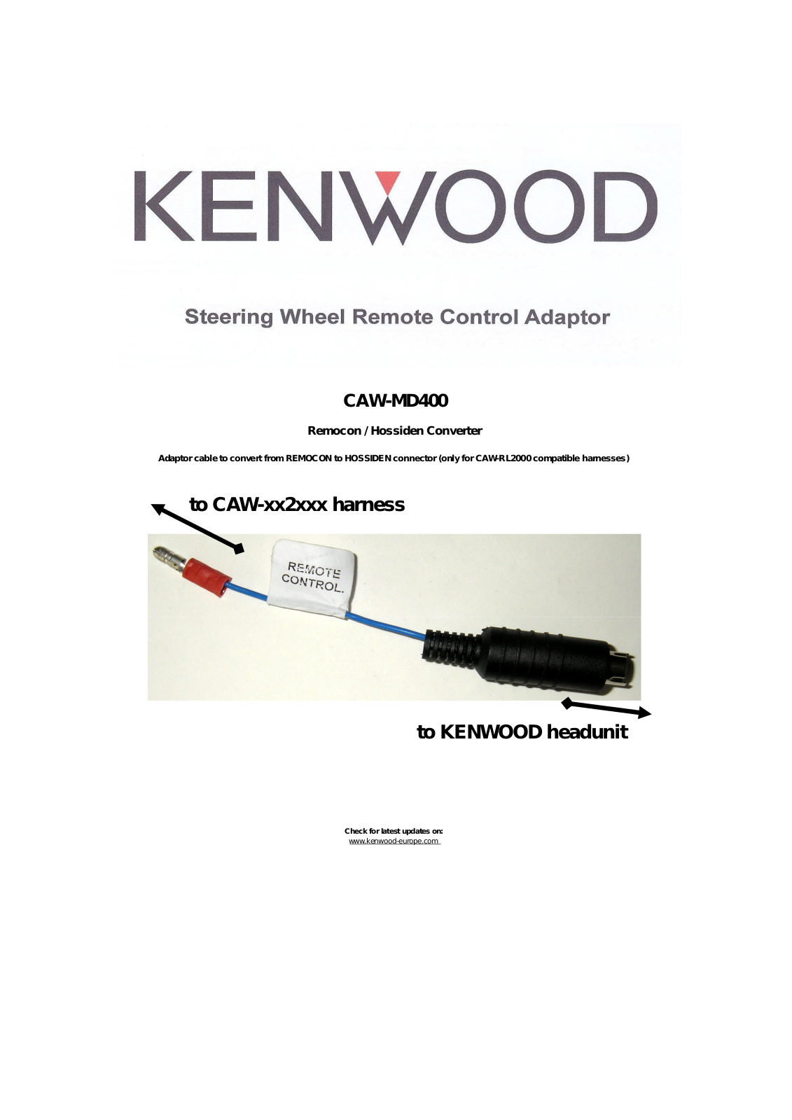 Kenwood CAW-MD400 User Manual