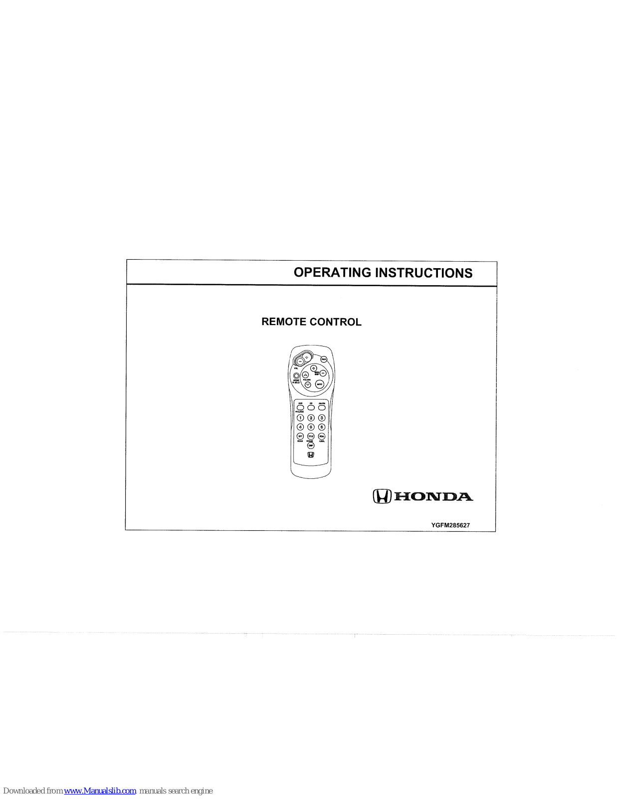 Honda YGFM285827 Operating Instructions Manual