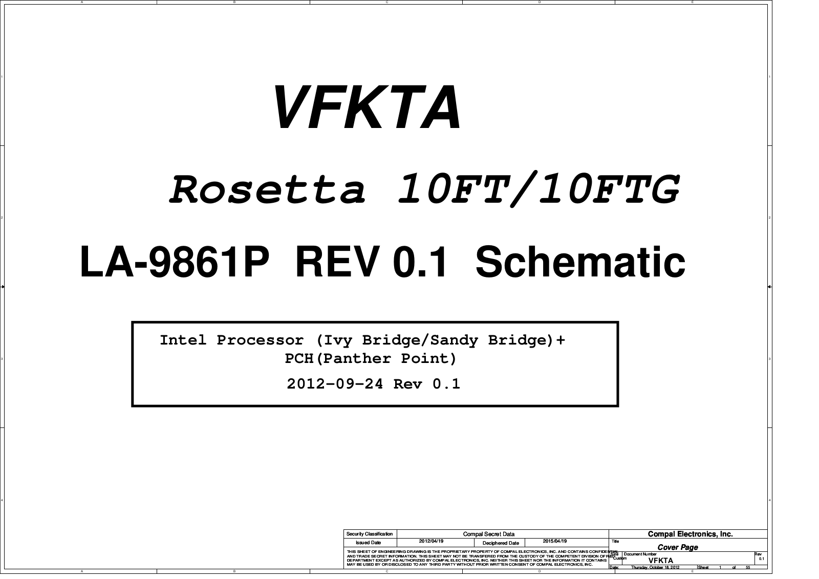 Compal LA-9861P VFKTA Rosetta 10FTG, Satellite L40-A, Satellite L45-A Schematic