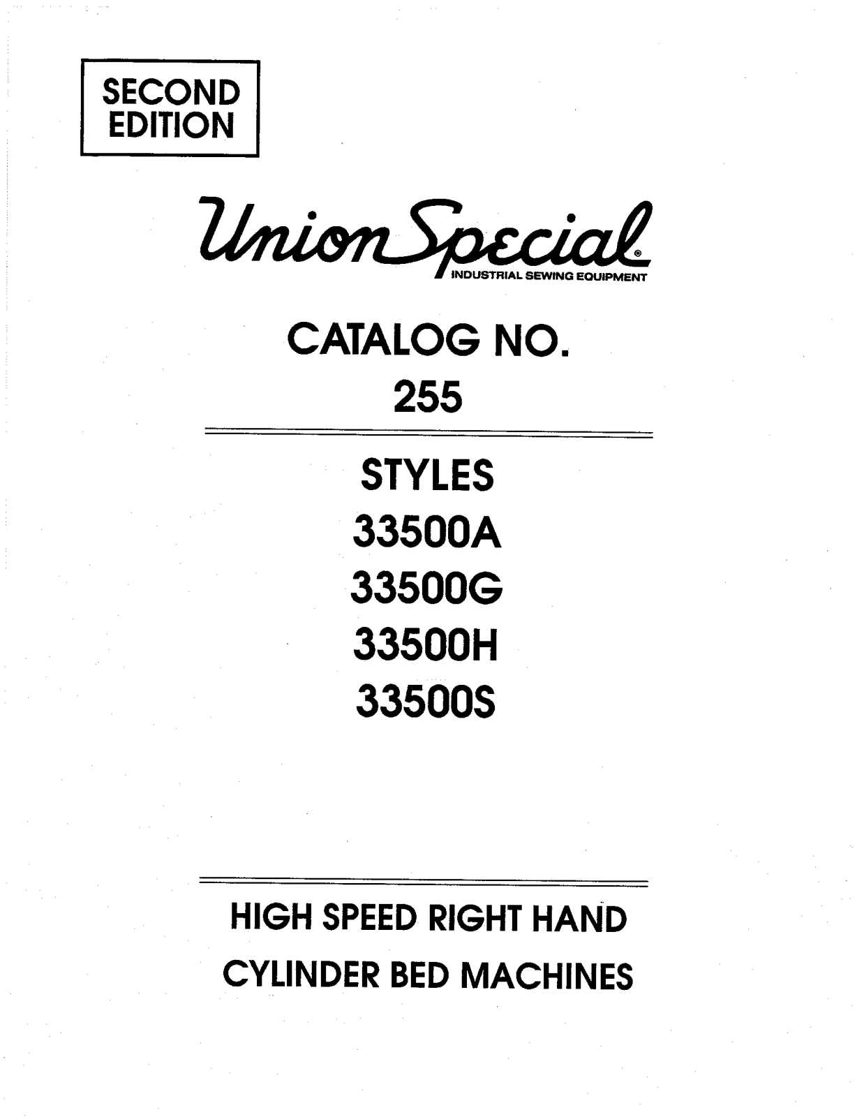 Union Special 33500A, 33500G, 33500H, 33500S Parts List