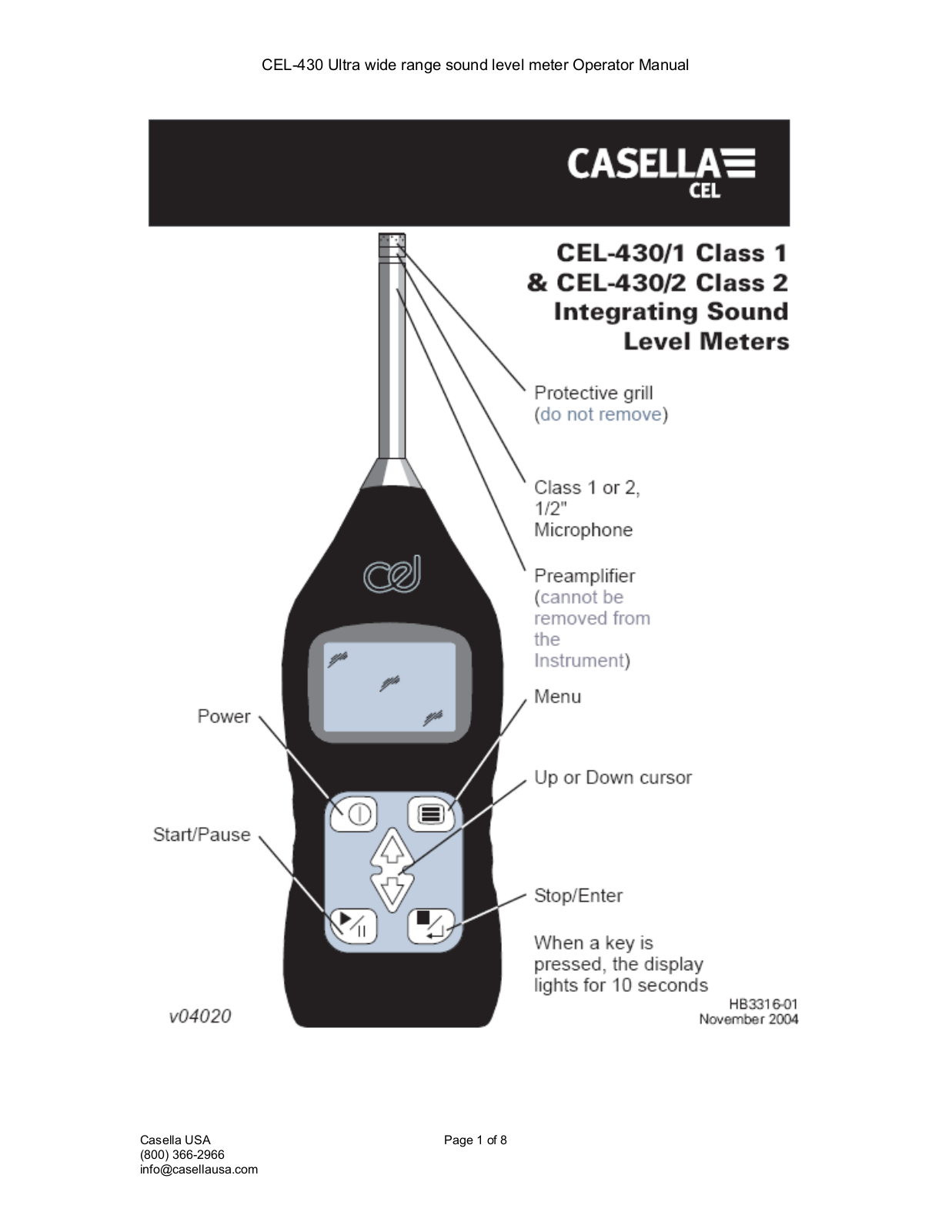 Casella CEL CEL-430 User Manual