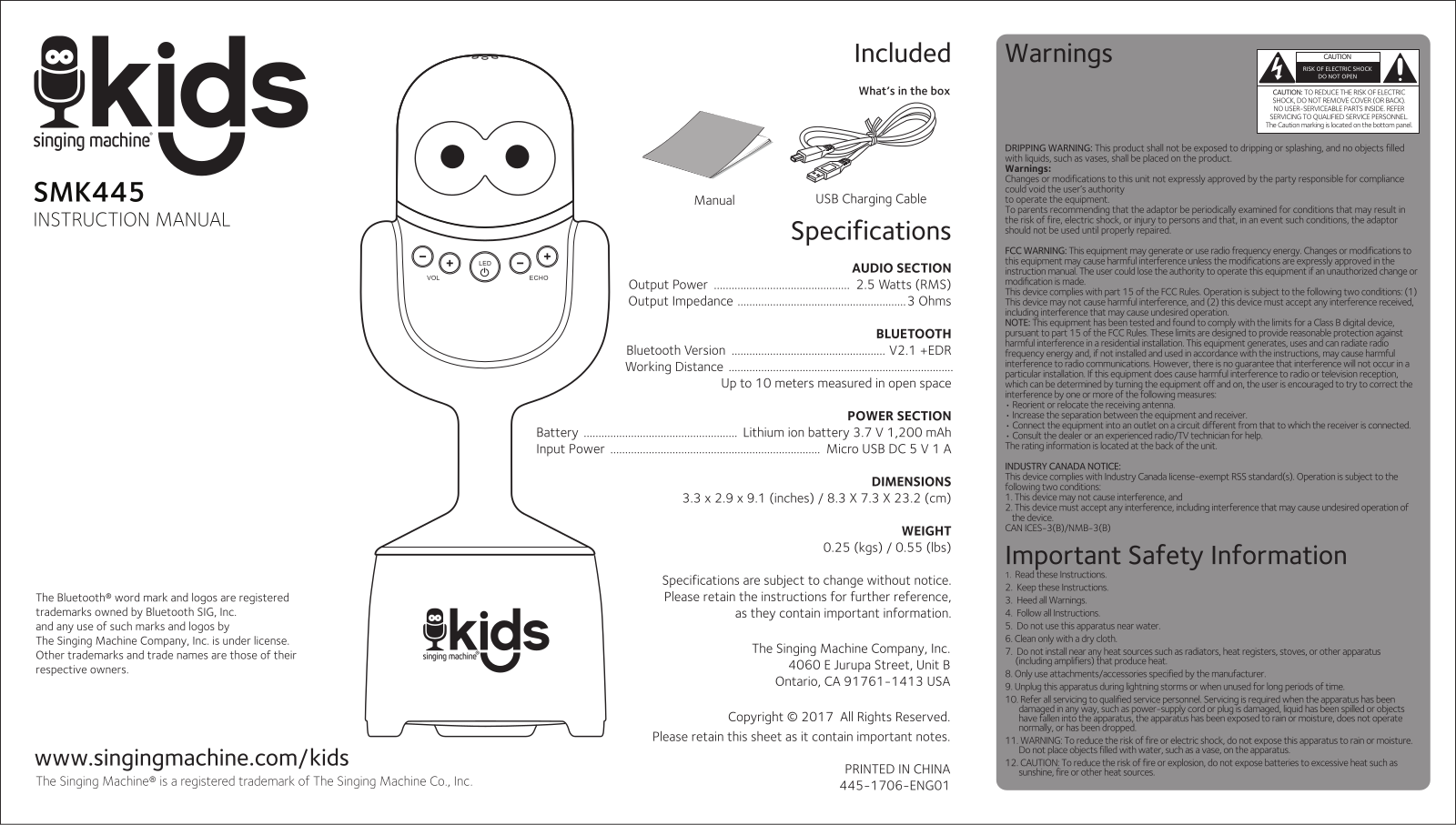 The Singing Machine SMK445 User Manual