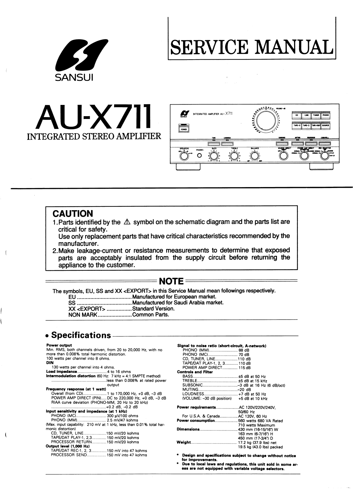Sansui AUX-711 Service manual