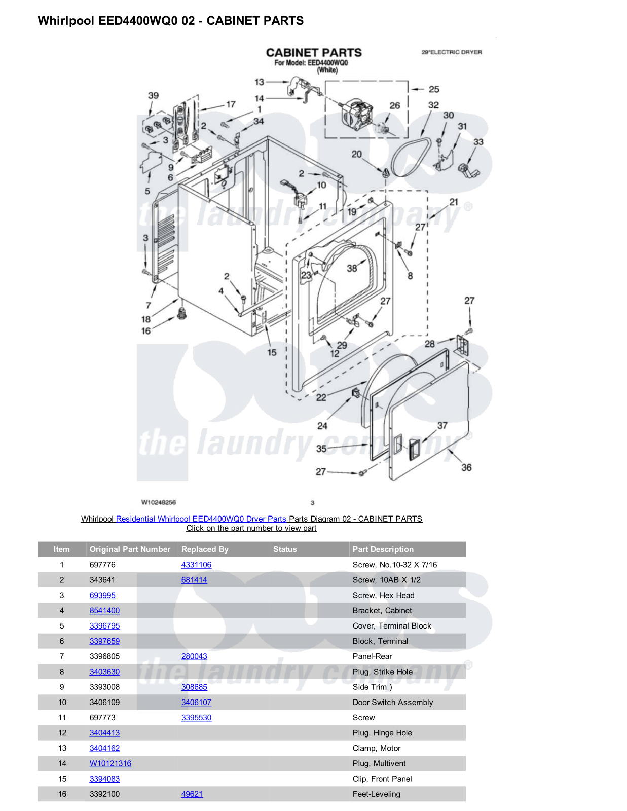 Whirlpool EED4400WQ0 Parts Diagram