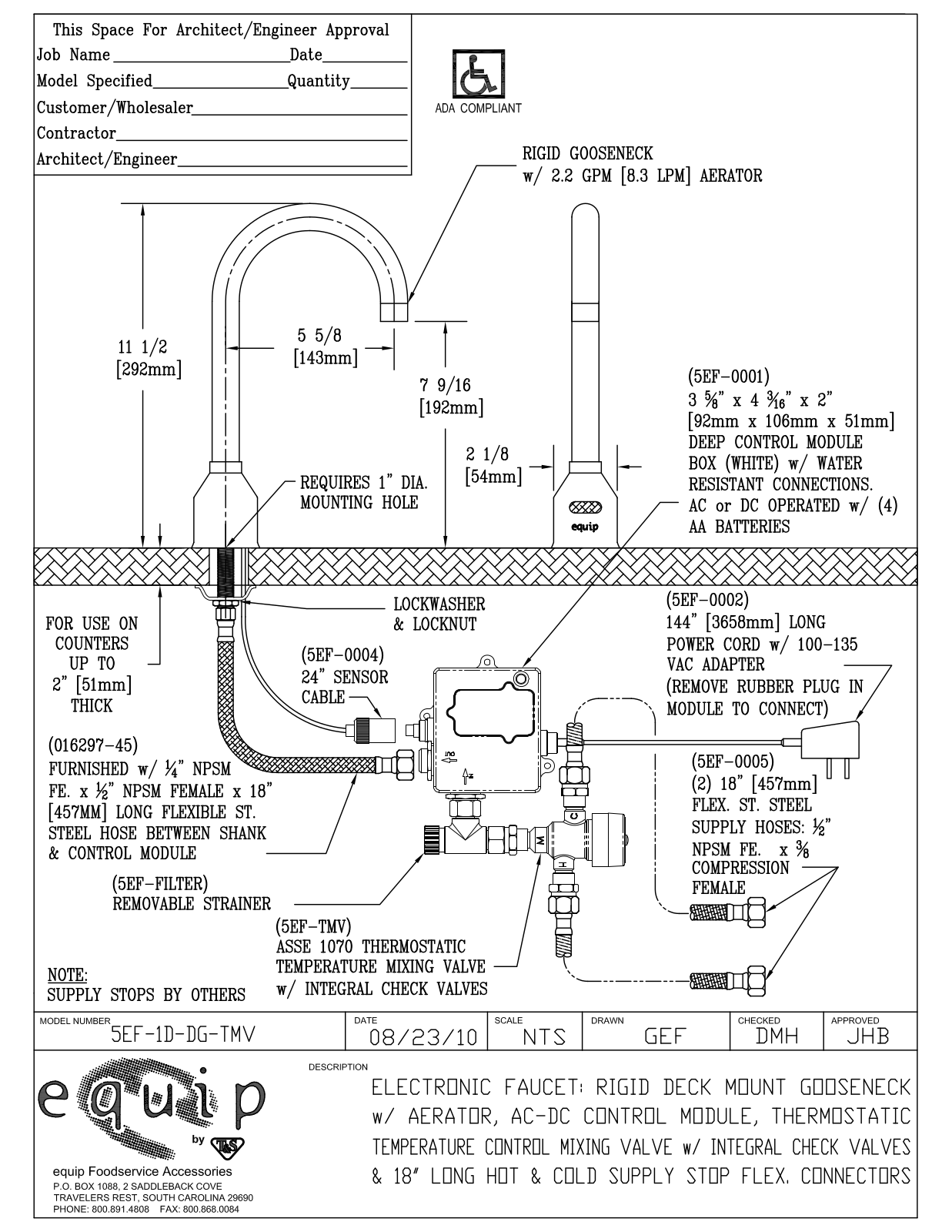 T & S Brass & Bronze Works 5EF-1D-DG-TMV General Manual