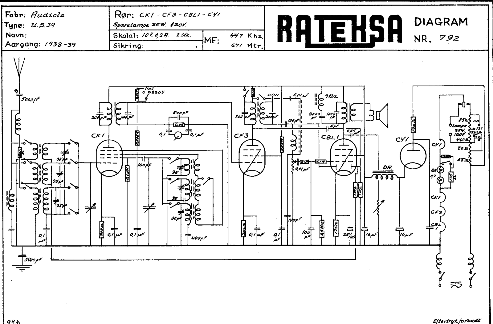 Audiola Super US39 Schematic