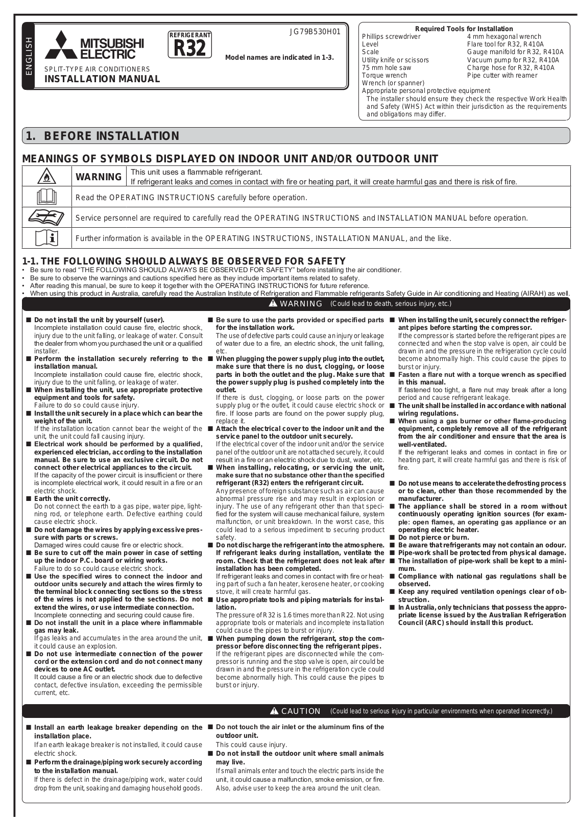 Mitsubishi Electric MSZGL71VGDKIT Installation Guide