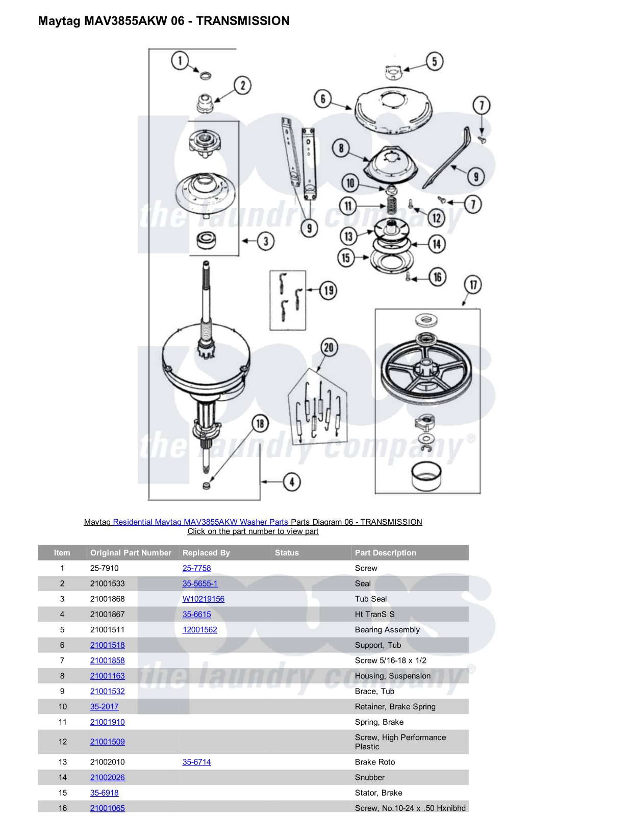 Maytag MAV3855AKW Parts Diagram