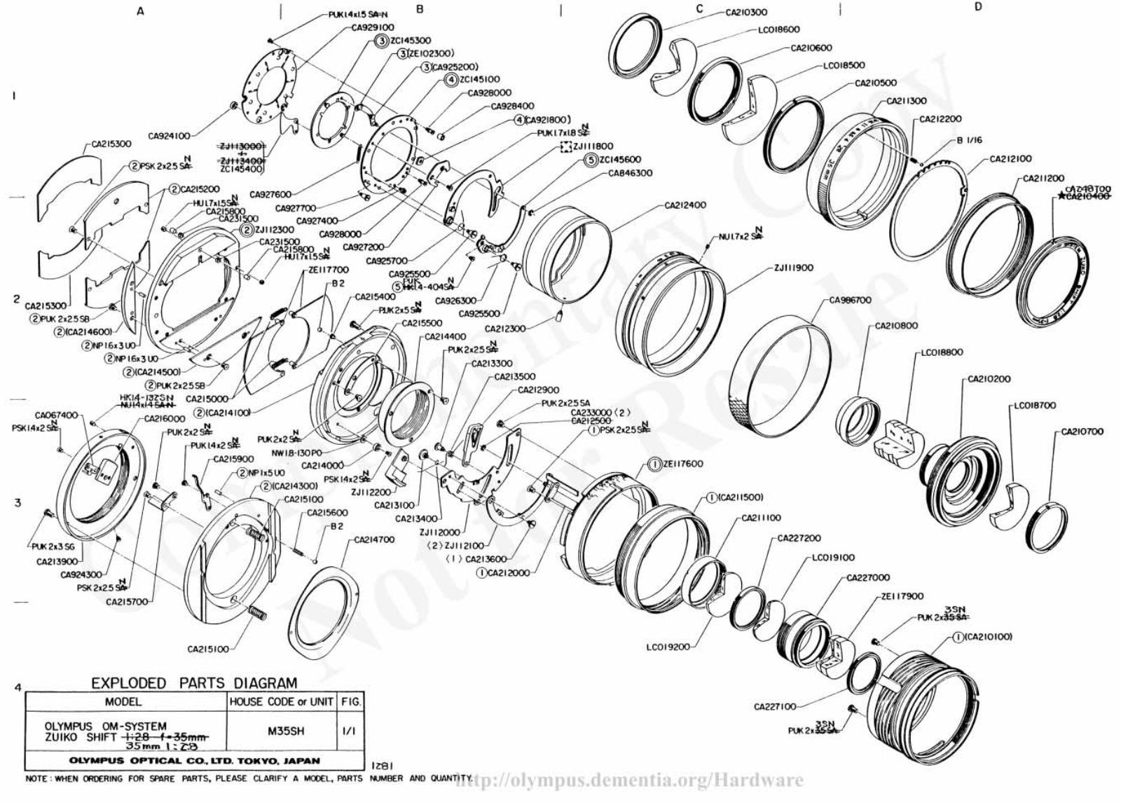 OLYMPUS 35mm f2.8 Service Manual