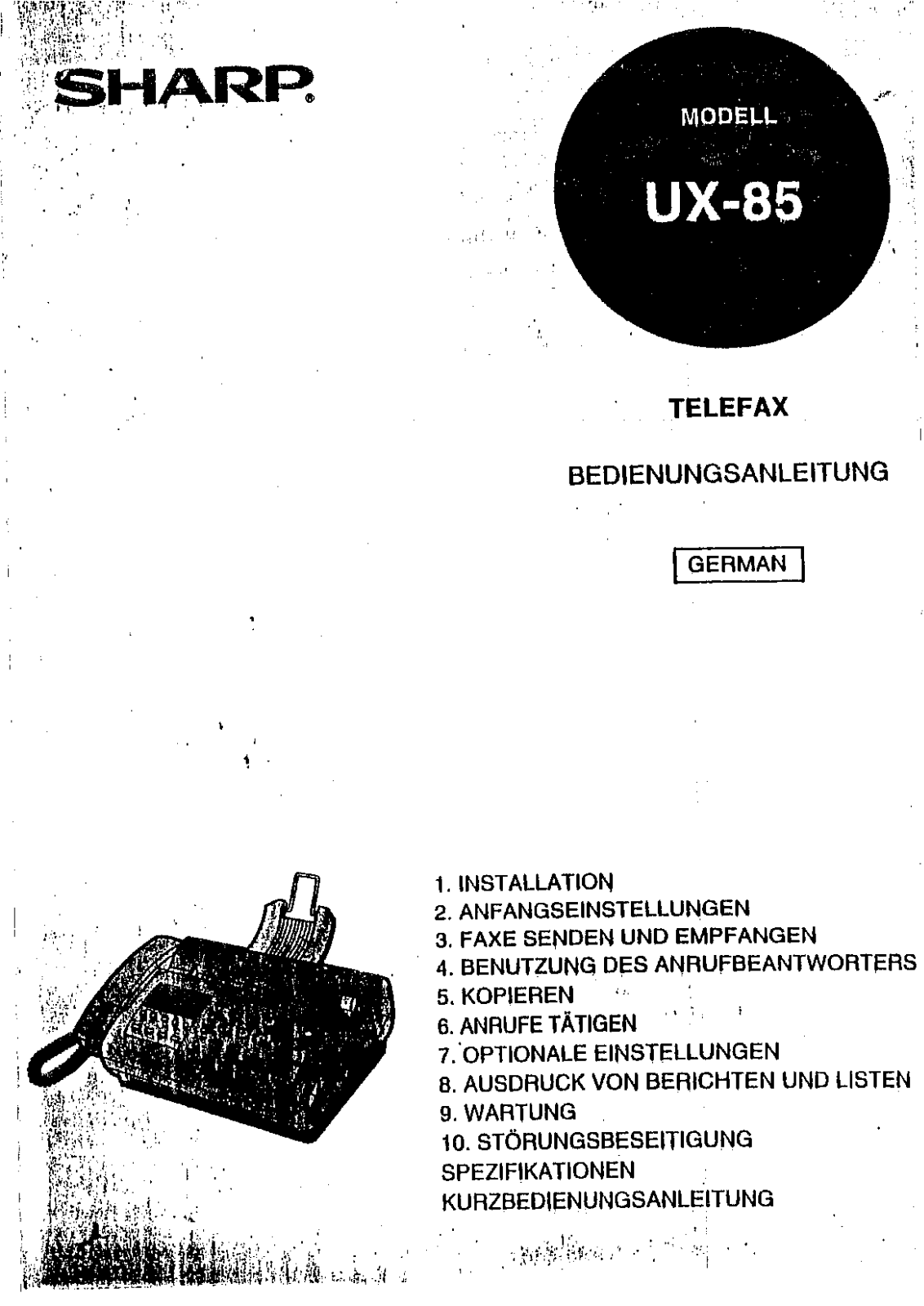 Sharp UX-85 User Manual