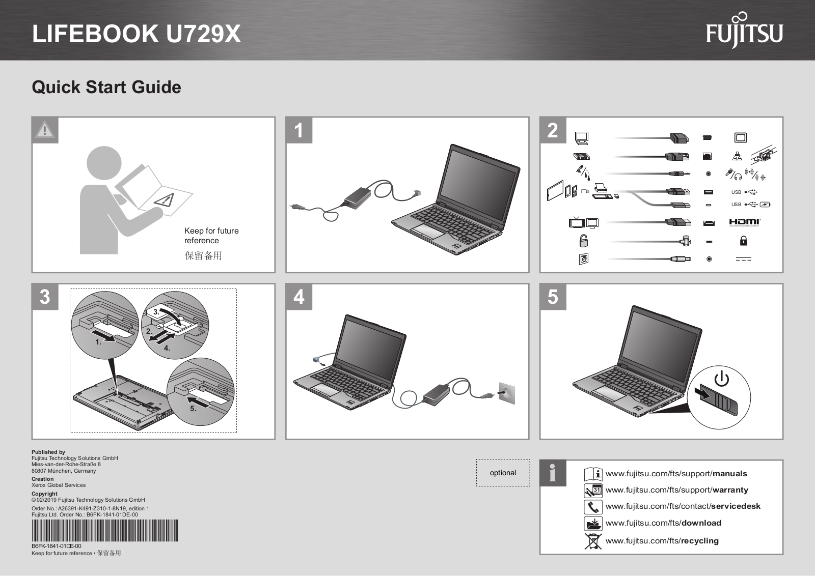 FUJITSU U729X Notice de prise en main