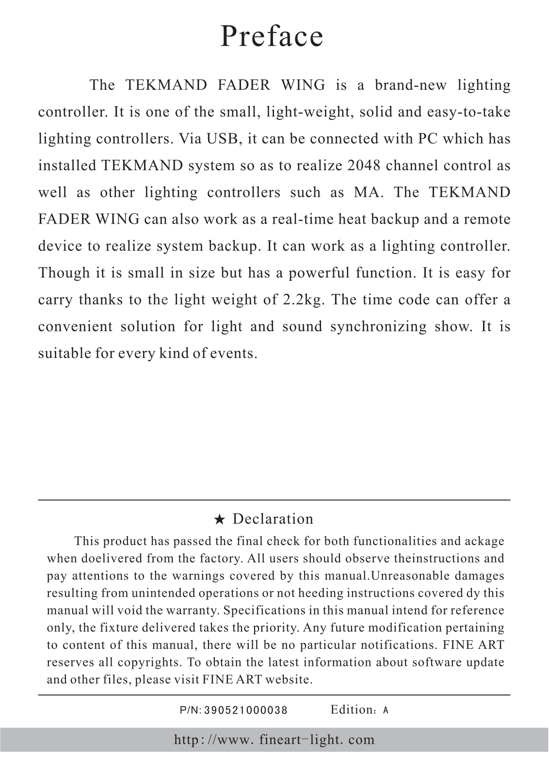 Tekmand Fader Wing User Manual